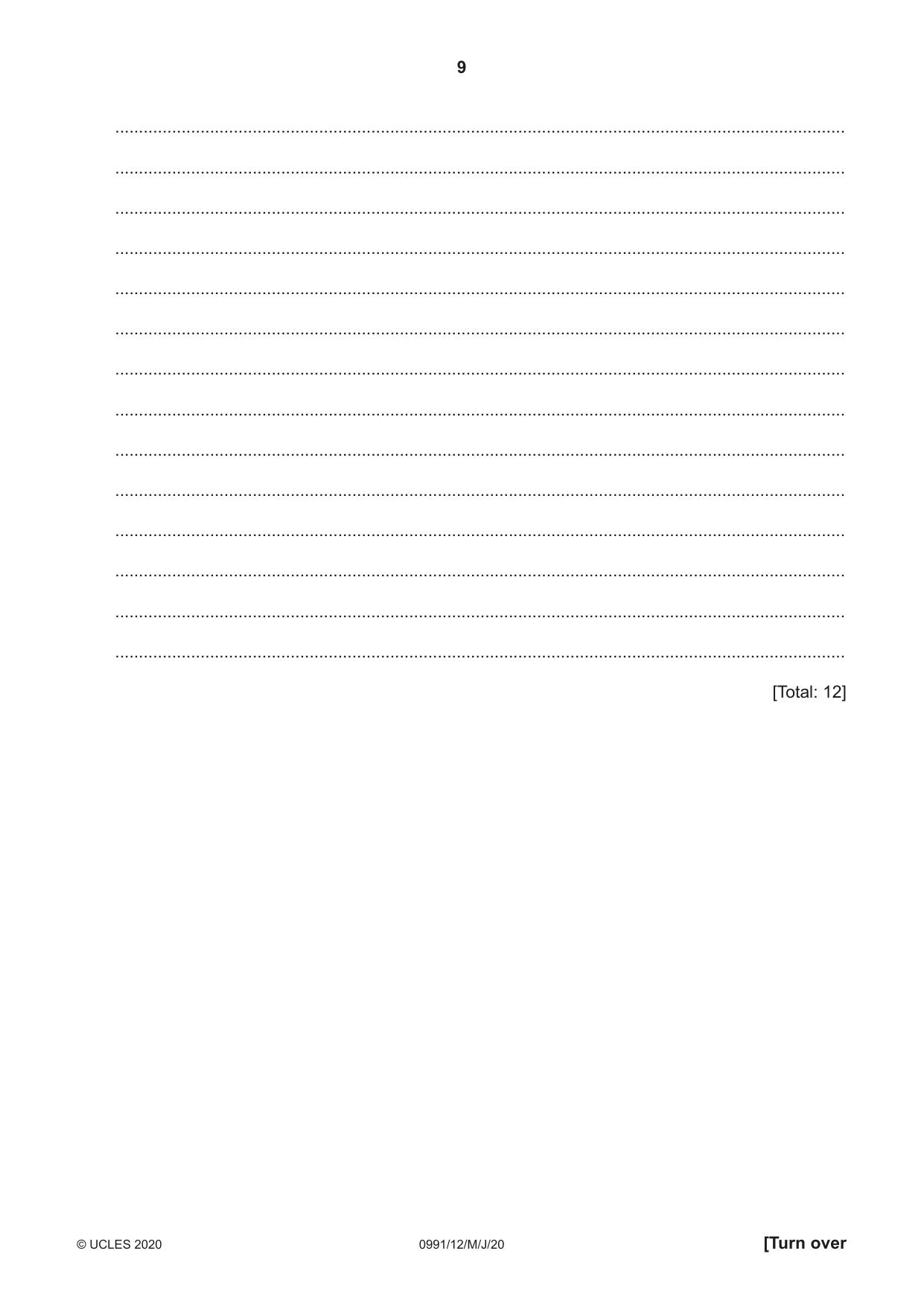 Cambridge IGCSE English - Second Language (9-1) 0991 2020 May/June Paper 1 · Variant 2 question paper, page 9 of 16