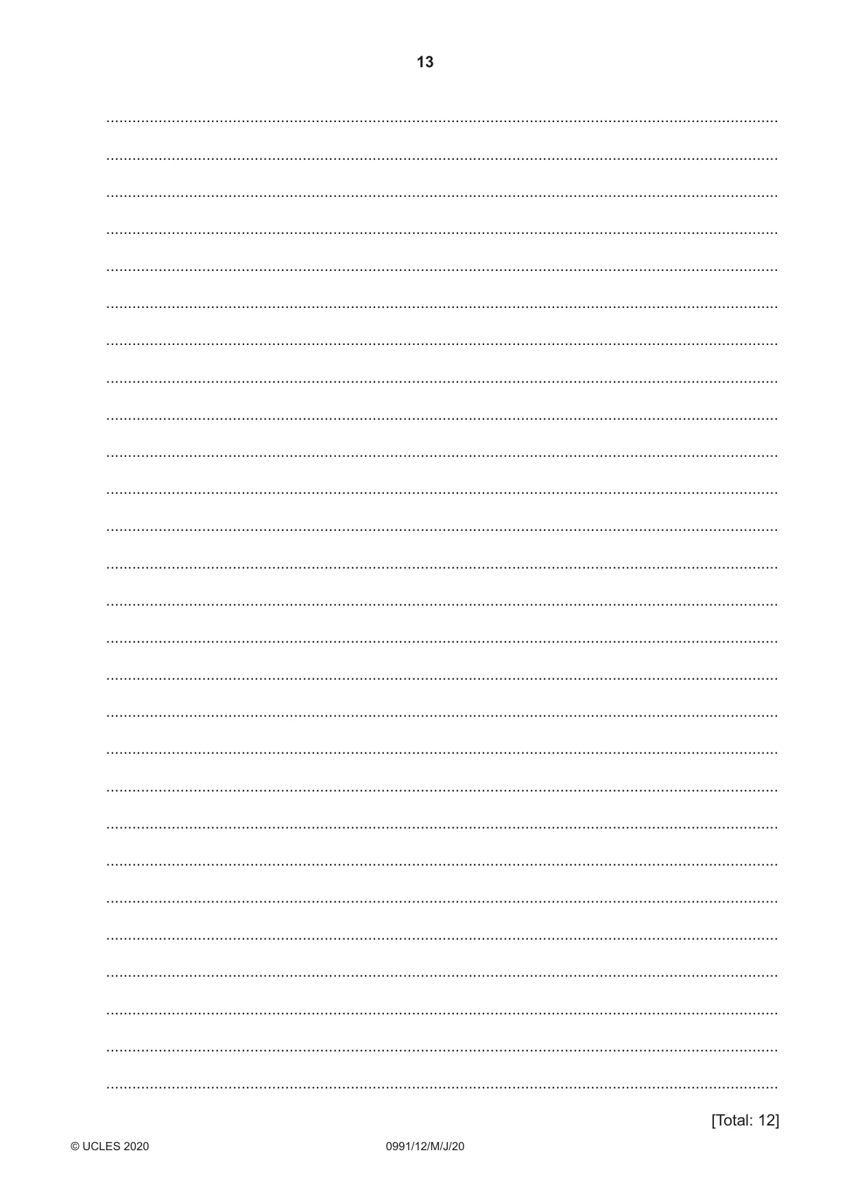 Cambridge IGCSE English - Second Language (9-1) 0991 2020 May/June Paper 1 · Variant 2 question paper, page 13 of 16