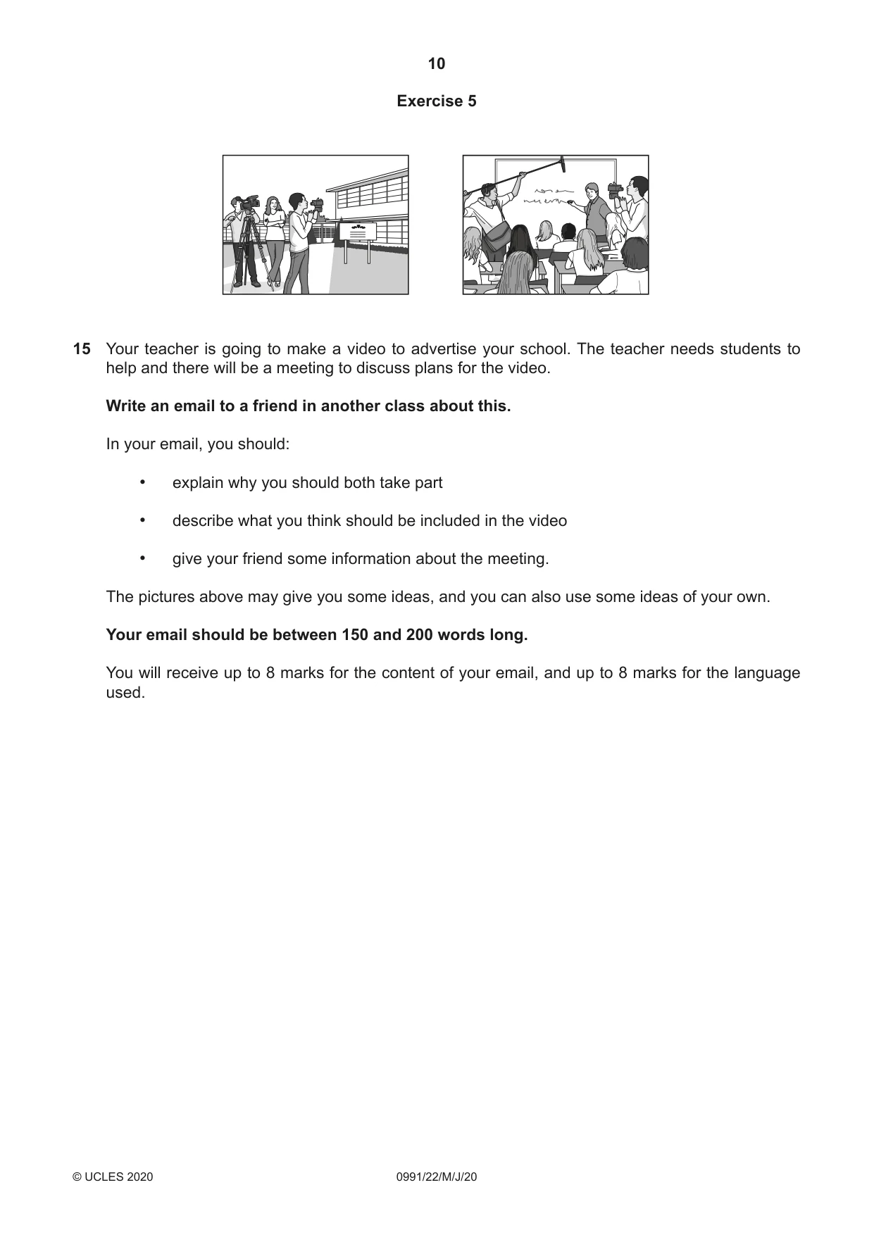 Cambridge IGCSE English - Second Language (9-1) 0991 2020 May/June Paper 2 · Variant 2 question paper, page 10 of 16