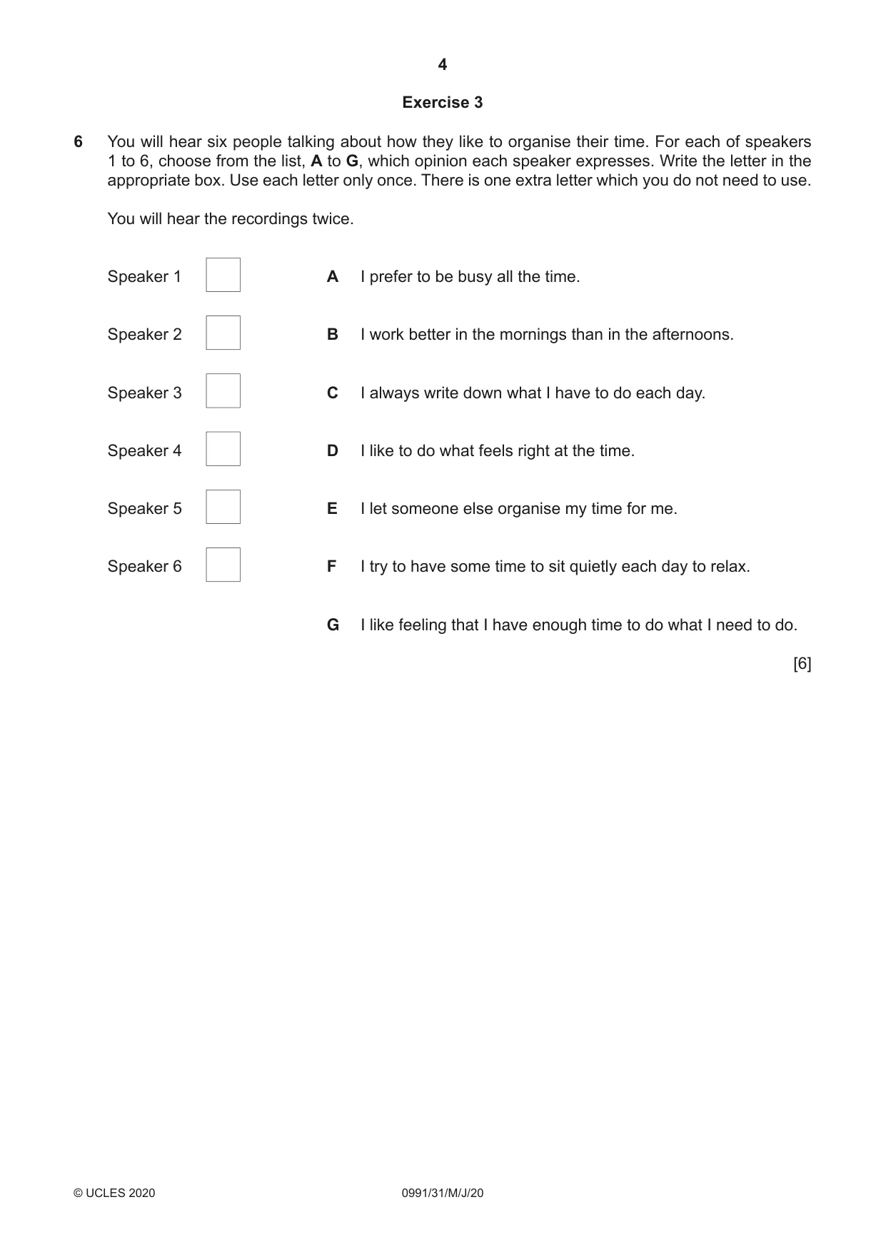 Cambridge IGCSE English - Second Language (9-1) 0991 2020 May/June Paper 3 · Variant 1 question paper, page 4 of 8