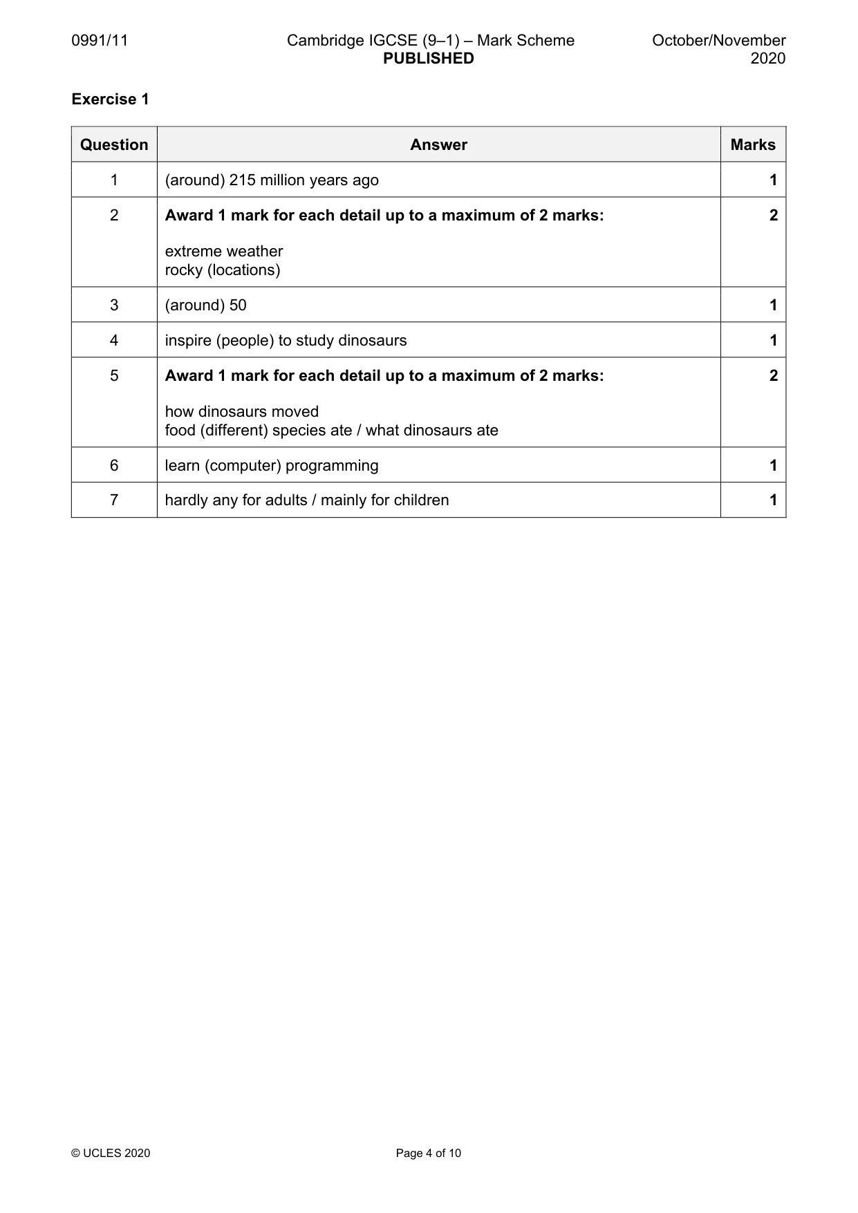 Mark scheme, page 4 of 10