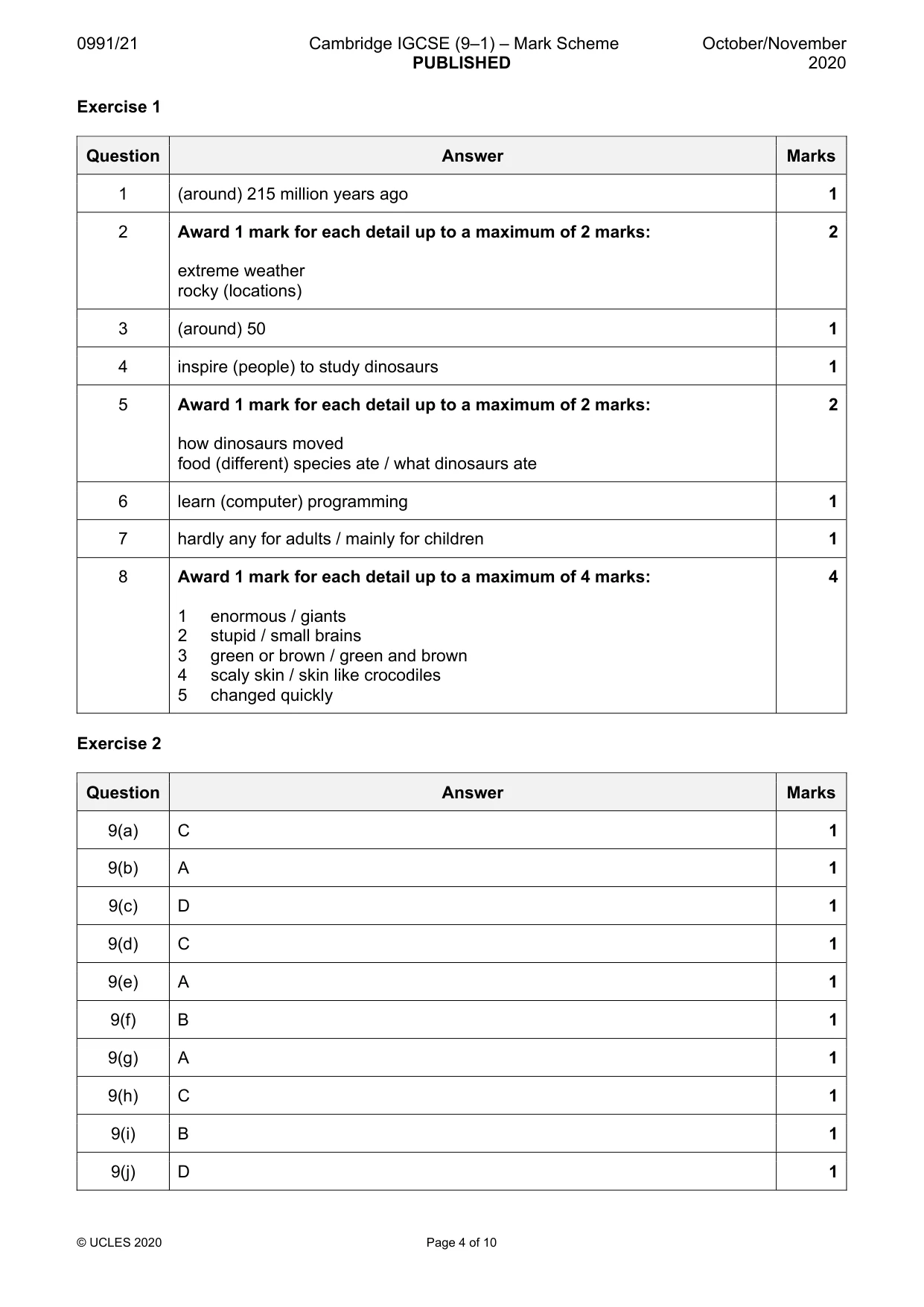 Mark scheme, page 4 of 10
