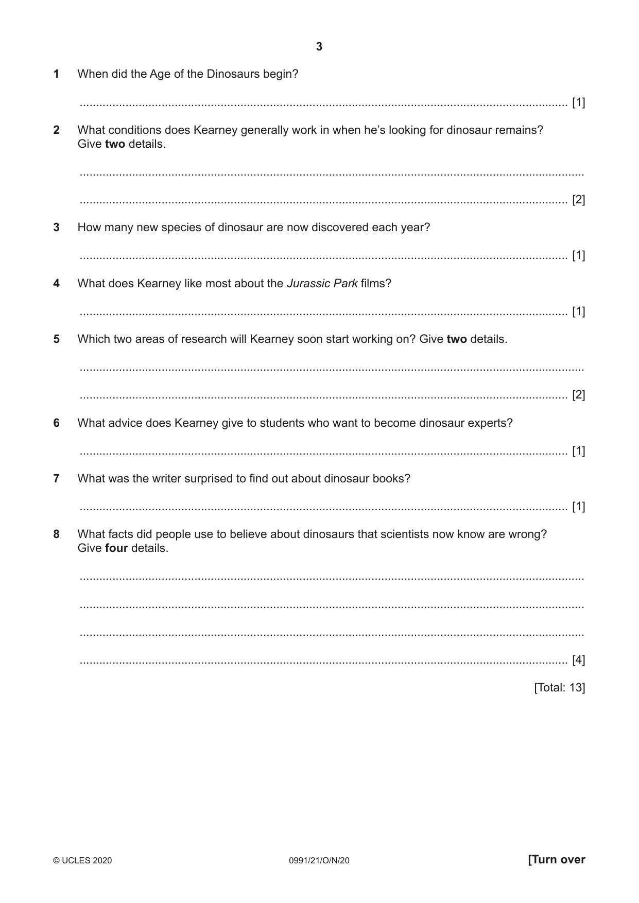 Cambridge IGCSE English - Second Language (9-1) 0991 2020 Oct/Nov Paper 2 · Variant 1 question paper, page 3 of 16
