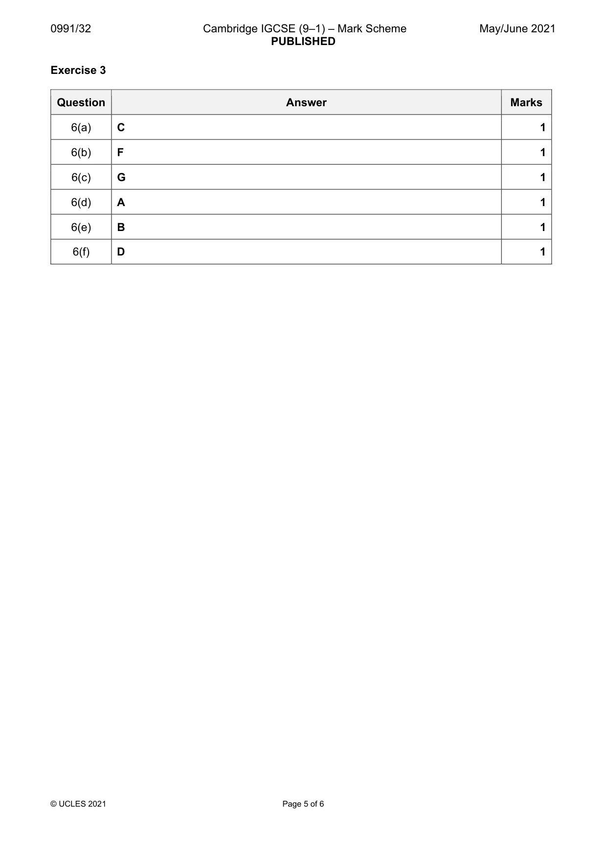 Mark scheme, page 5 of 6