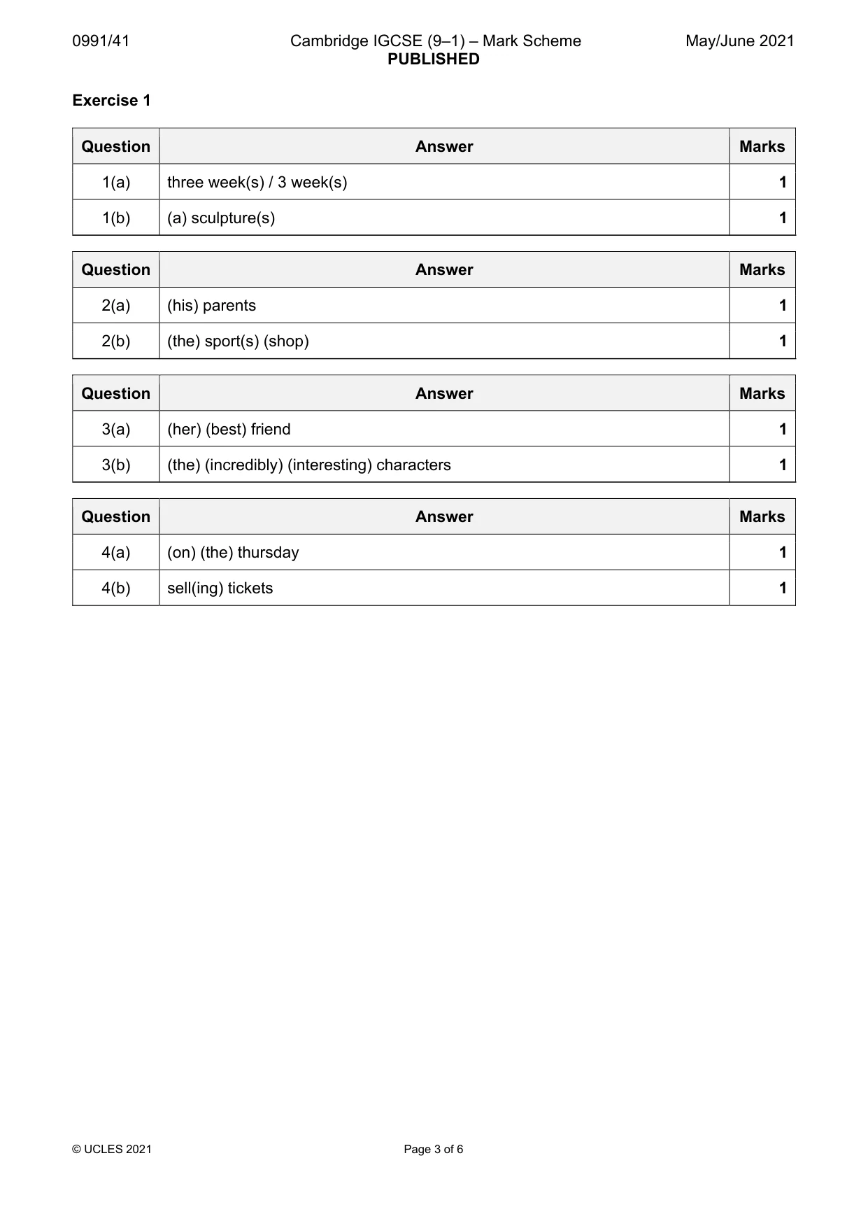 Mark scheme, page 3 of 6