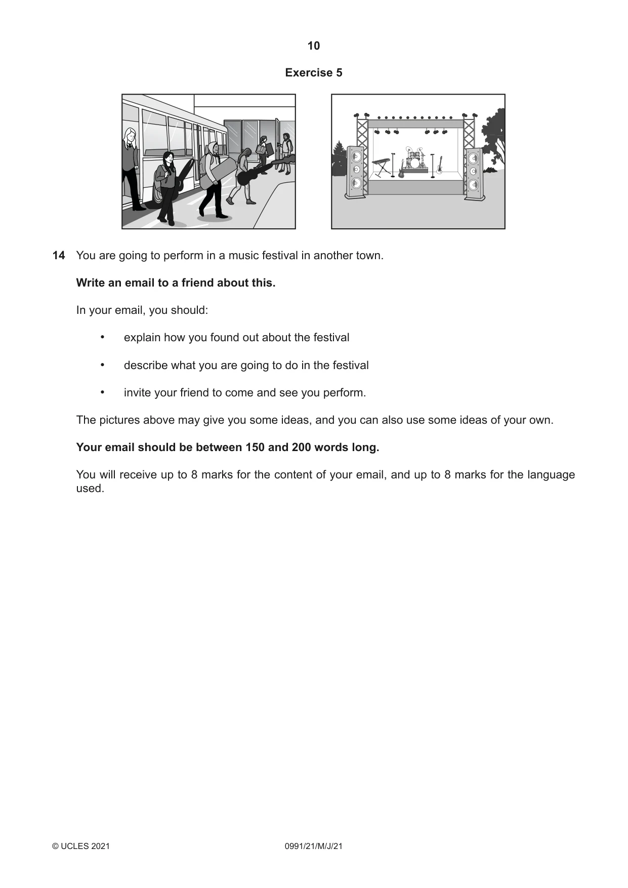 Cambridge IGCSE English - Second Language (9-1) 0991 2021 May/June Paper 2 · Variant 1 question paper, page 10 of 16