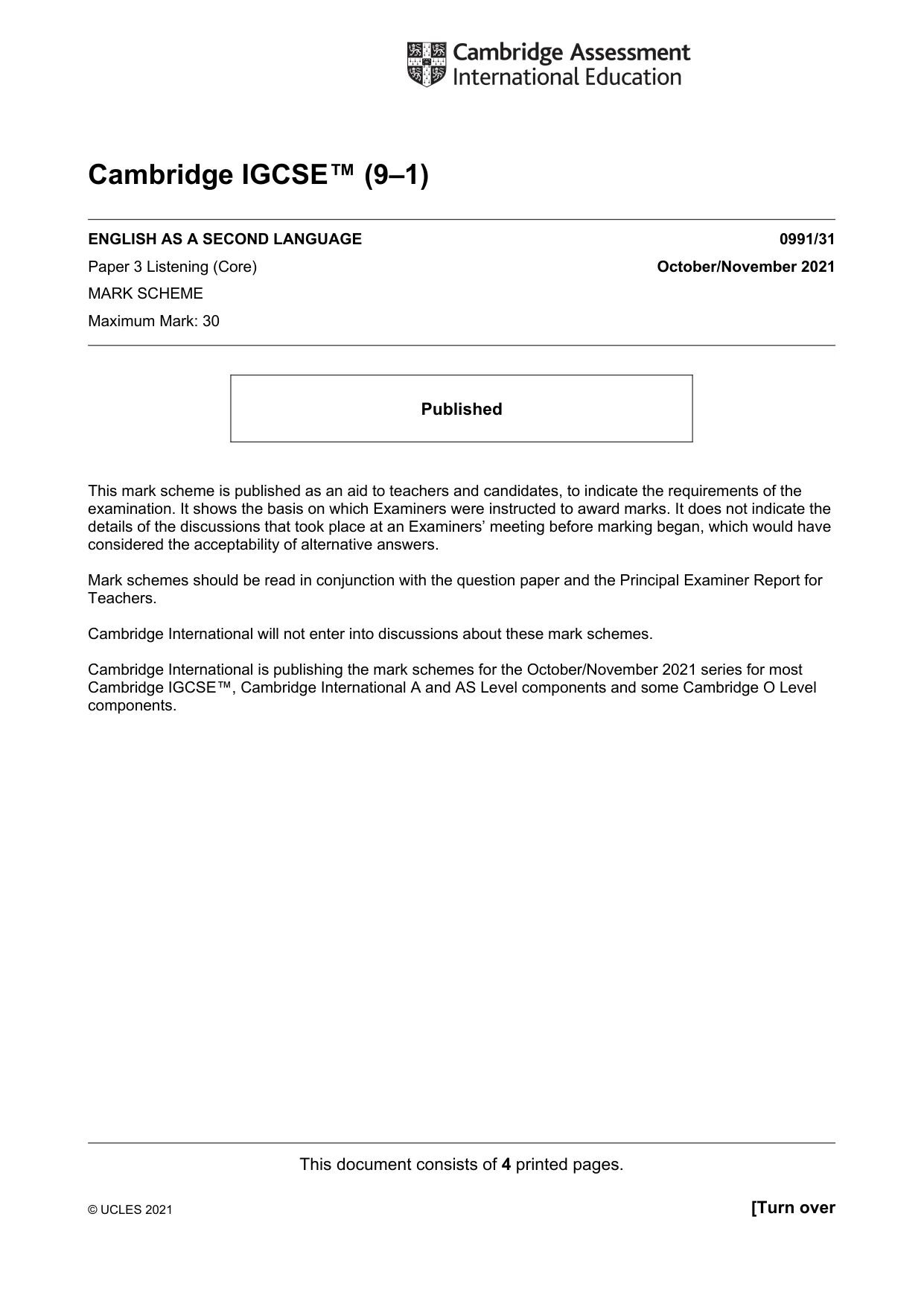 Mark scheme, page 1 of 4