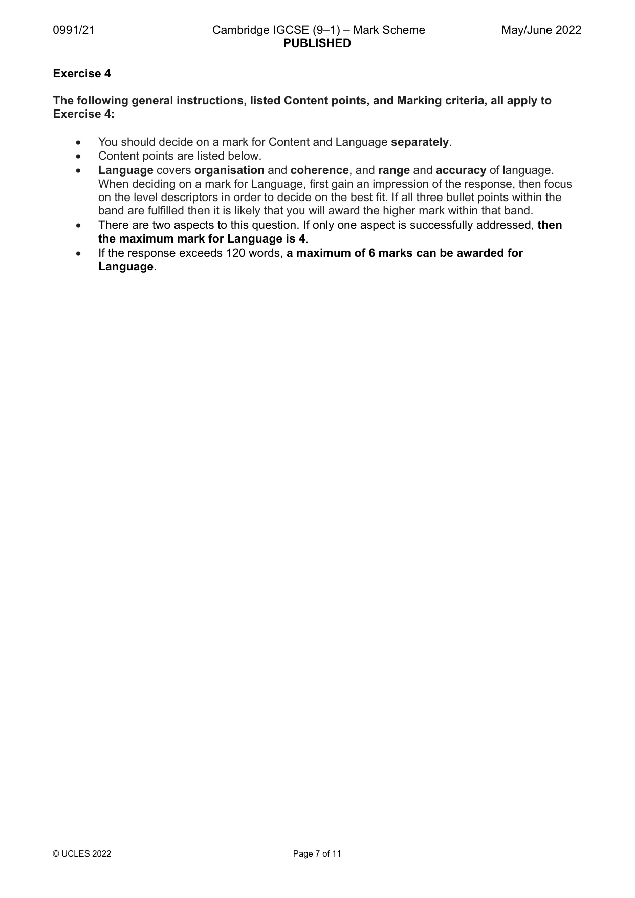 Mark scheme, page 7 of 11