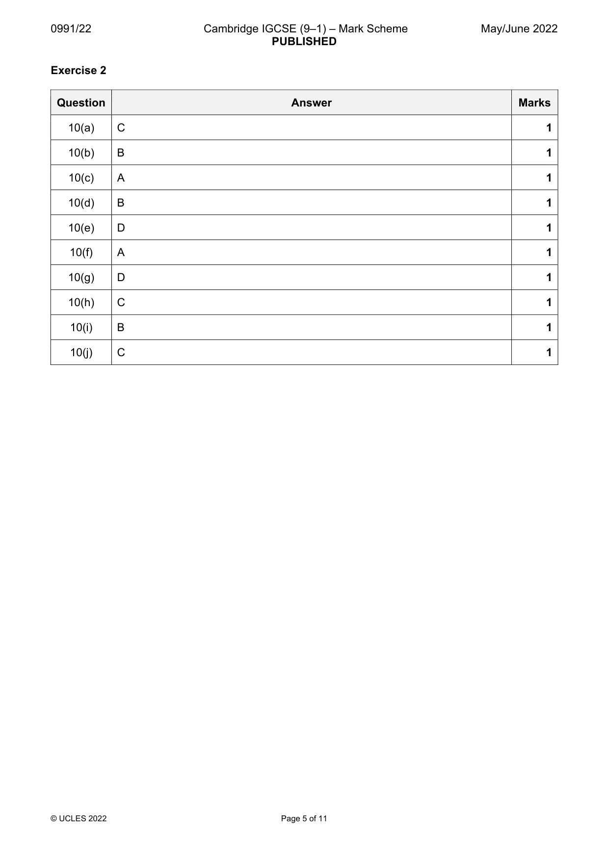 Mark scheme, page 5 of 11