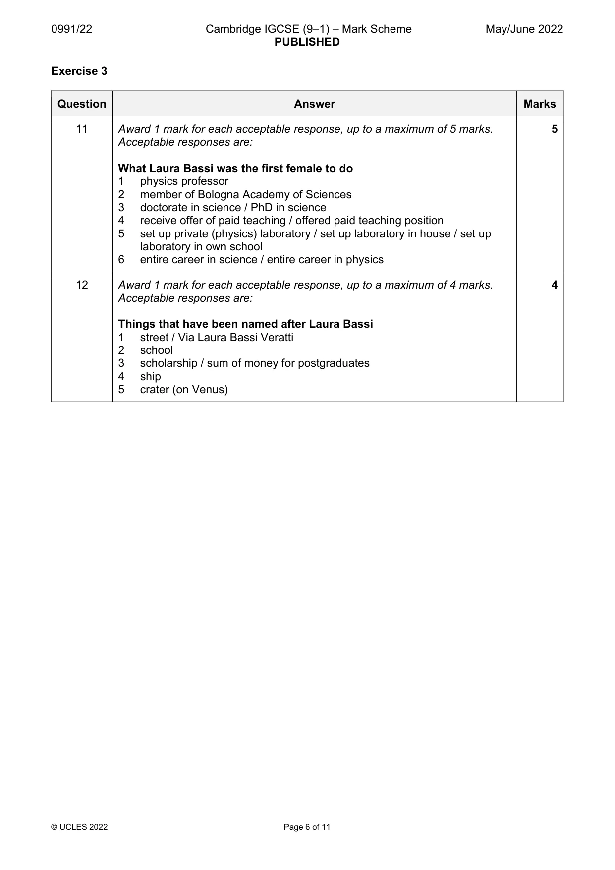 Mark scheme, page 6 of 11