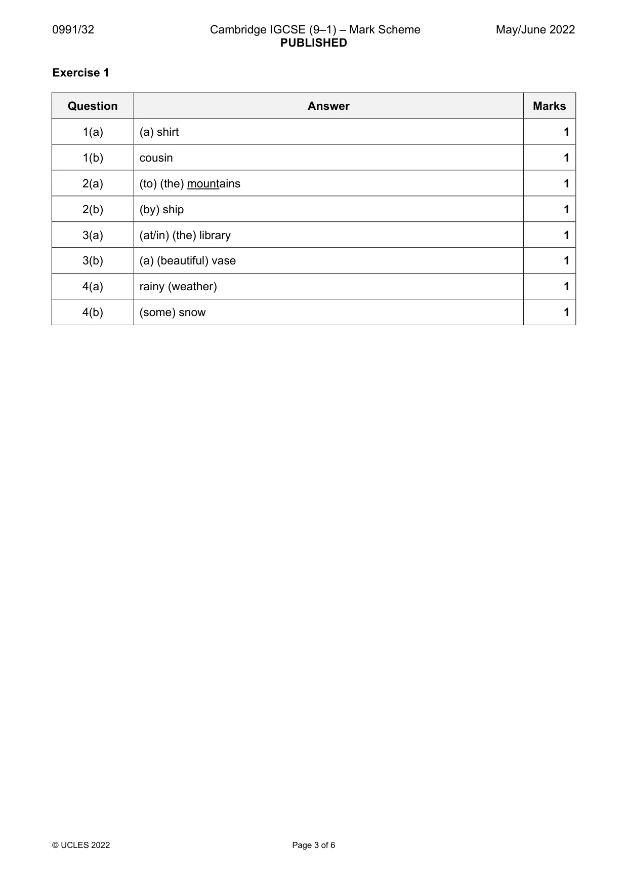 Mark scheme, page 3 of 6