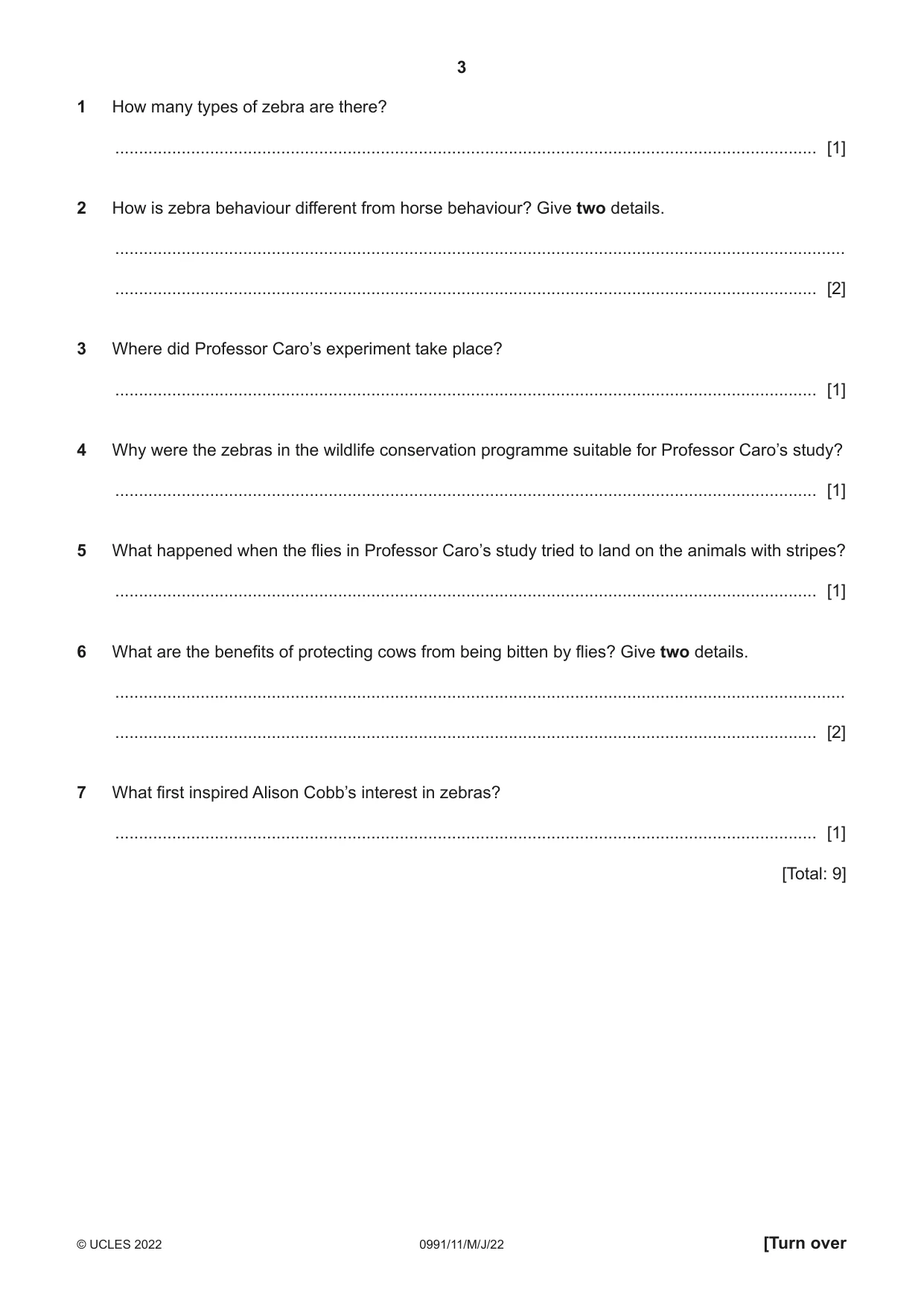 Cambridge IGCSE English - Second Language (9-1) 0991 2022 May/June Paper 1 · Variant 1 question paper, page 3 of 16