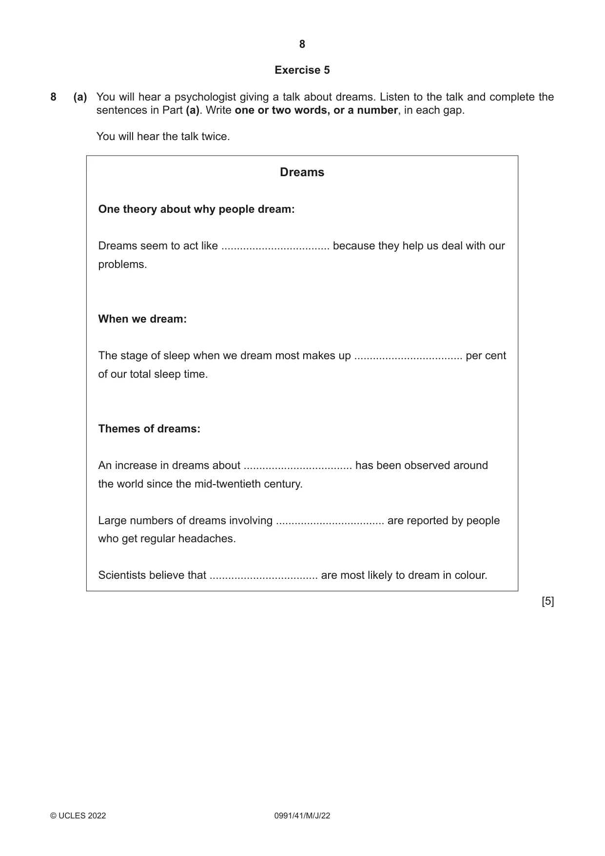 Cambridge IGCSE English - Second Language (9-1) 0991 2022 May/June Paper 4 · Variant 1 question paper, page 8 of 12