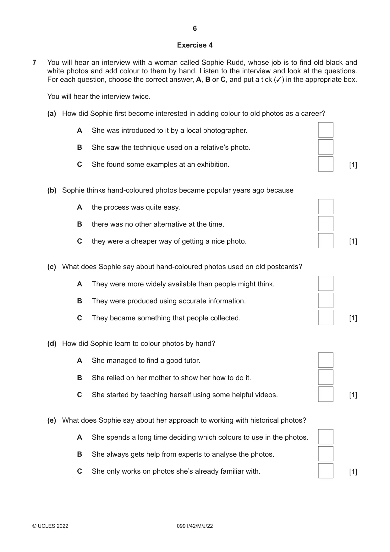 Cambridge IGCSE English - Second Language (9-1) 0991 2022 May/June Paper 4 · Variant 2 question paper, page 6 of 12