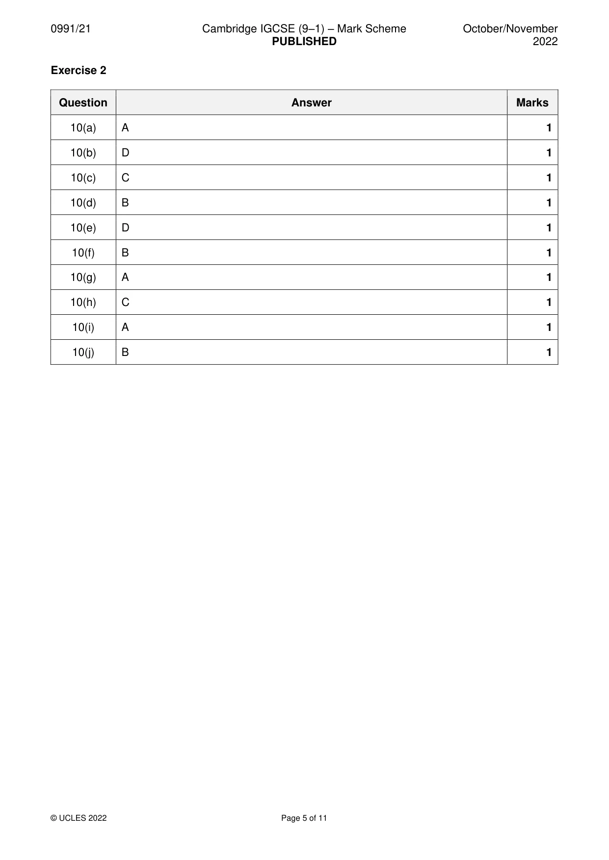 Mark scheme, page 5 of 11