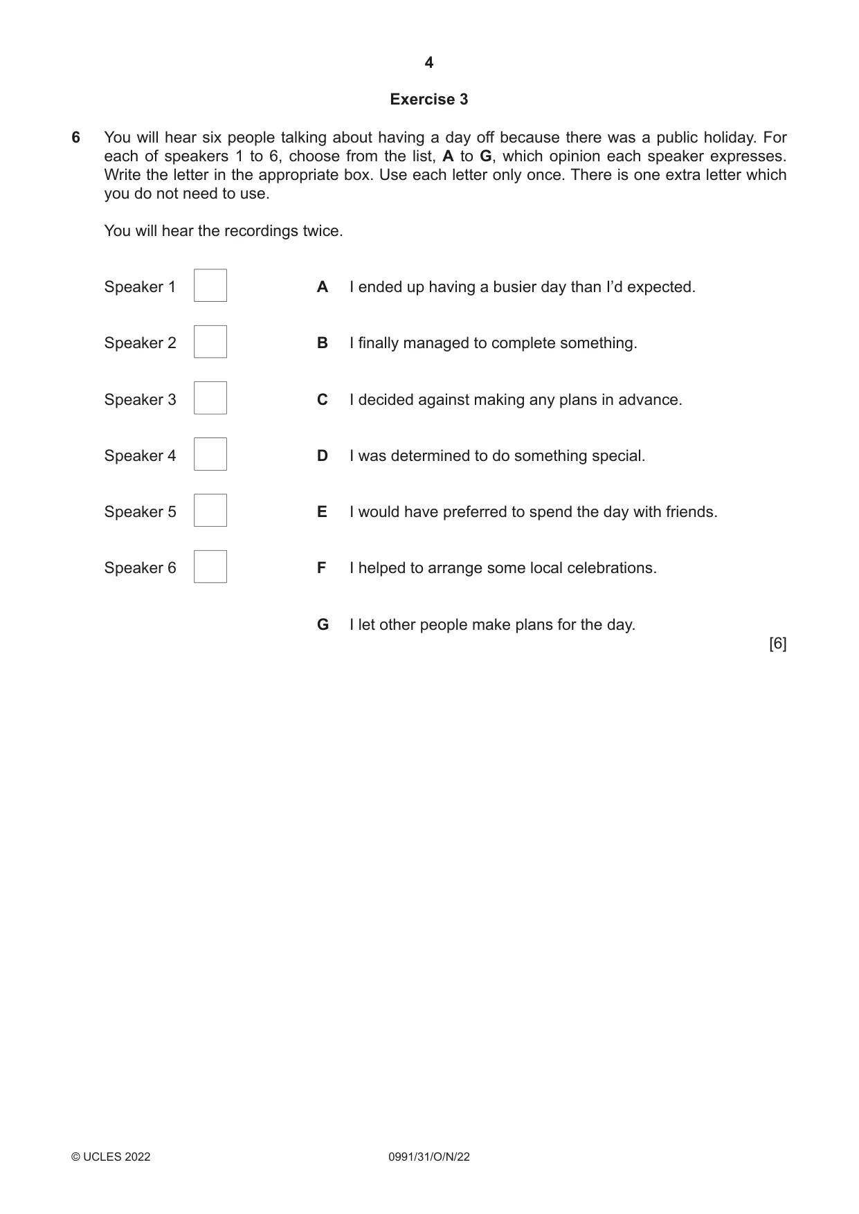 Cambridge IGCSE English - Second Language (9-1) 0991 2022 Oct/Nov Paper 3 · Variant 1 question paper, page 4 of 8