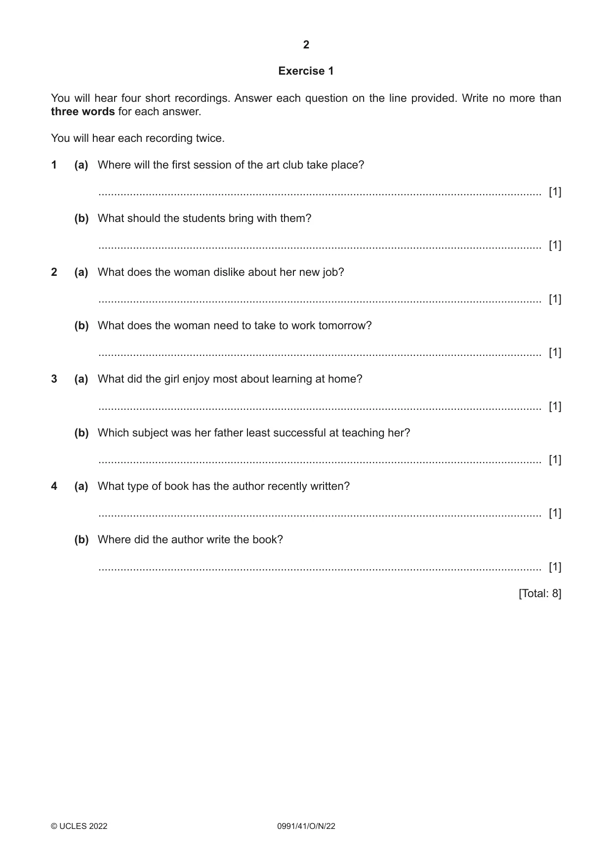 Cambridge IGCSE English - Second Language (9-1) 0991 2022 Oct/Nov Paper 4 · Variant 1 question paper, page 2 of 12