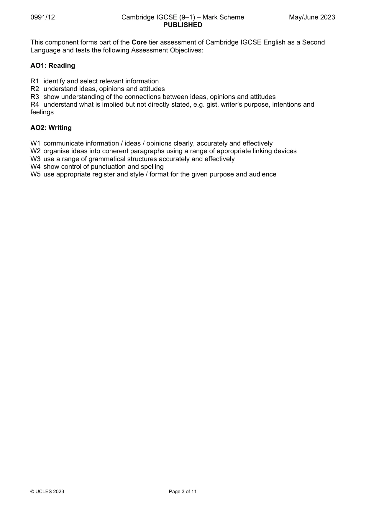 Mark scheme, page 3 of 11