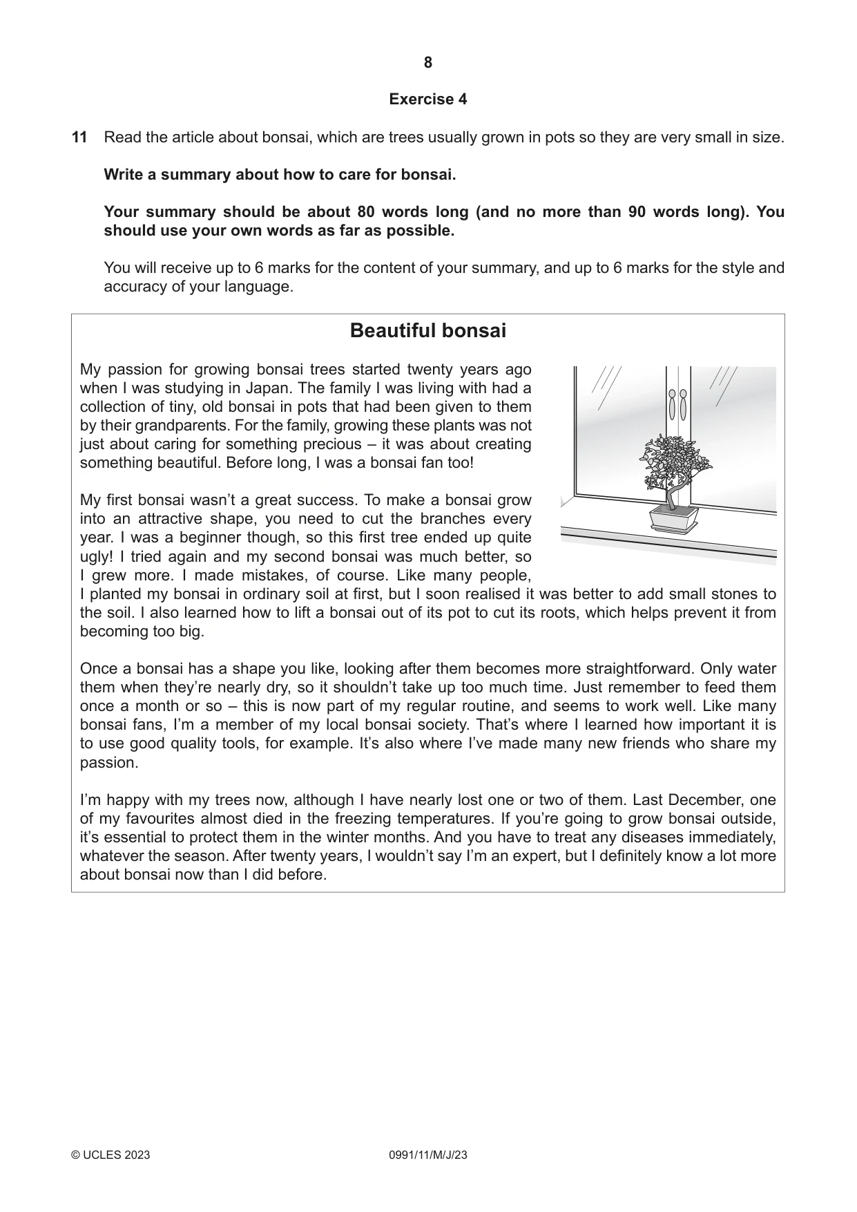 Cambridge IGCSE English - Second Language (9-1) 0991 2023 May/June Paper 1 · Variant 1 question paper, page 8 of 16
