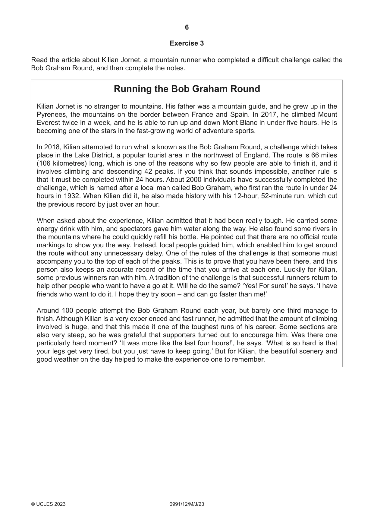 Cambridge IGCSE English - Second Language (9-1) 0991 2023 May/June Paper 1 · Variant 2 question paper, page 6 of 16