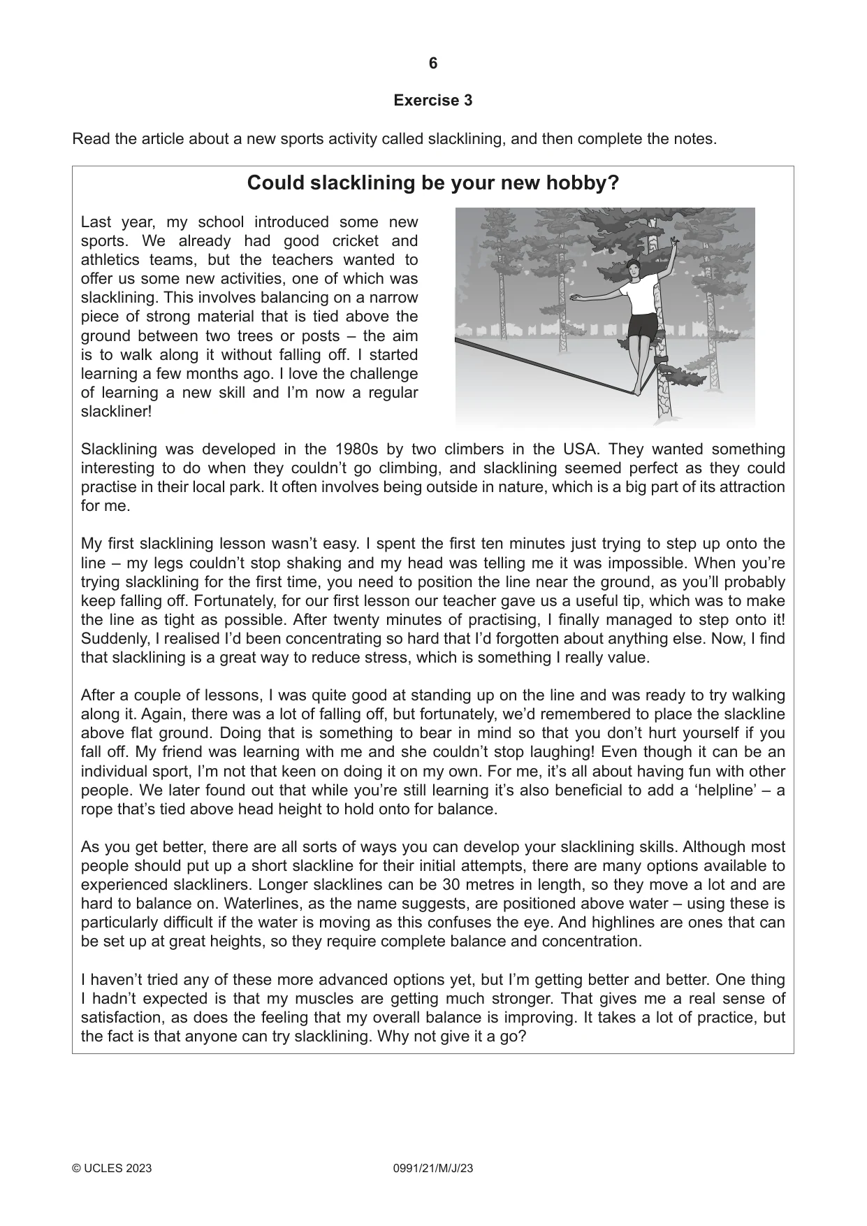 Cambridge IGCSE English - Second Language (9-1) 0991 2023 May/June Paper 2 · Variant 1 question paper, page 6 of 16