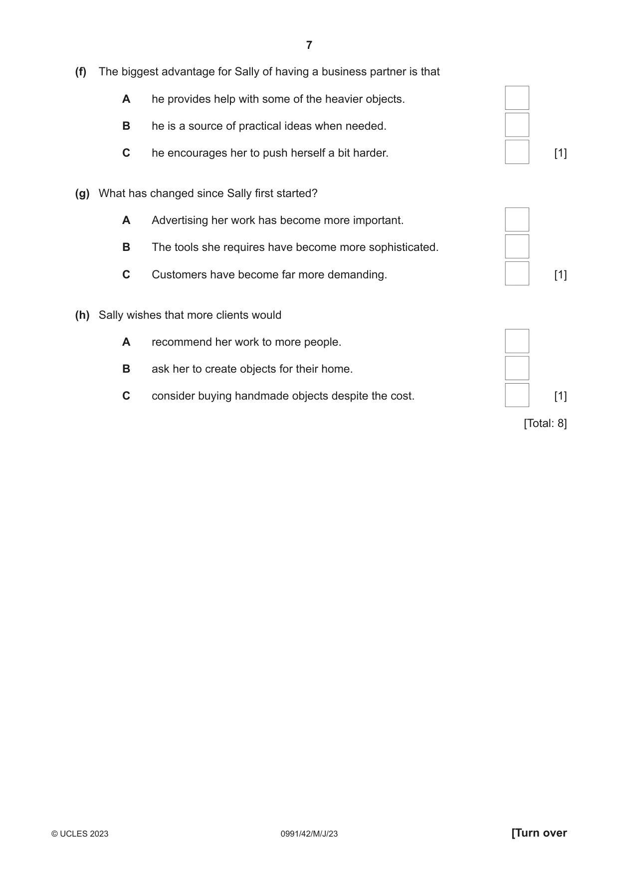 Cambridge IGCSE English - Second Language (9-1) 0991 2023 May/June Paper 4 · Variant 2 question paper, page 7 of 12