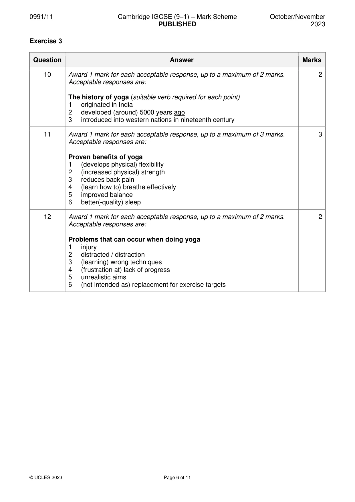 Mark scheme, page 6 of 11