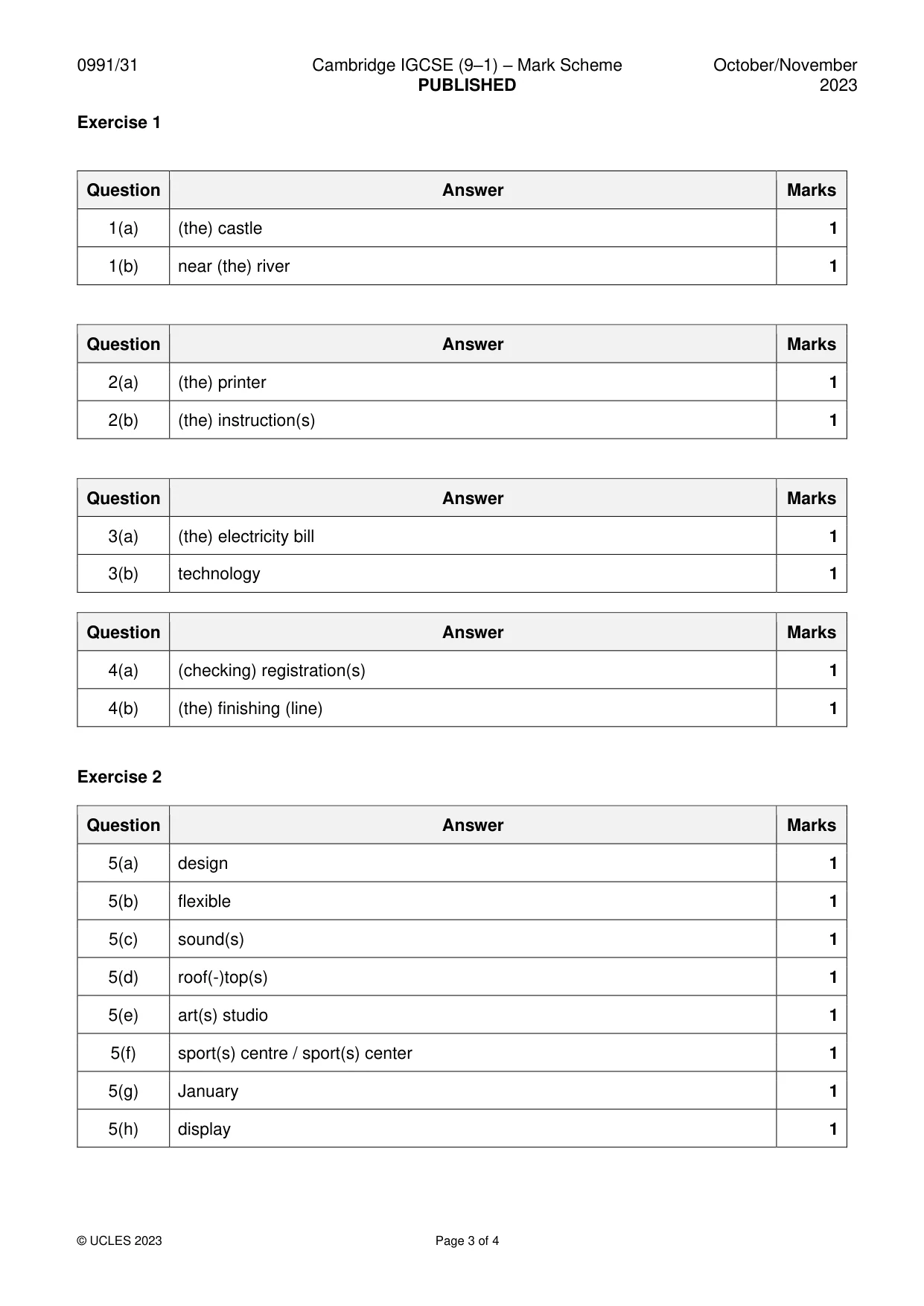 Mark scheme, page 3 of 4