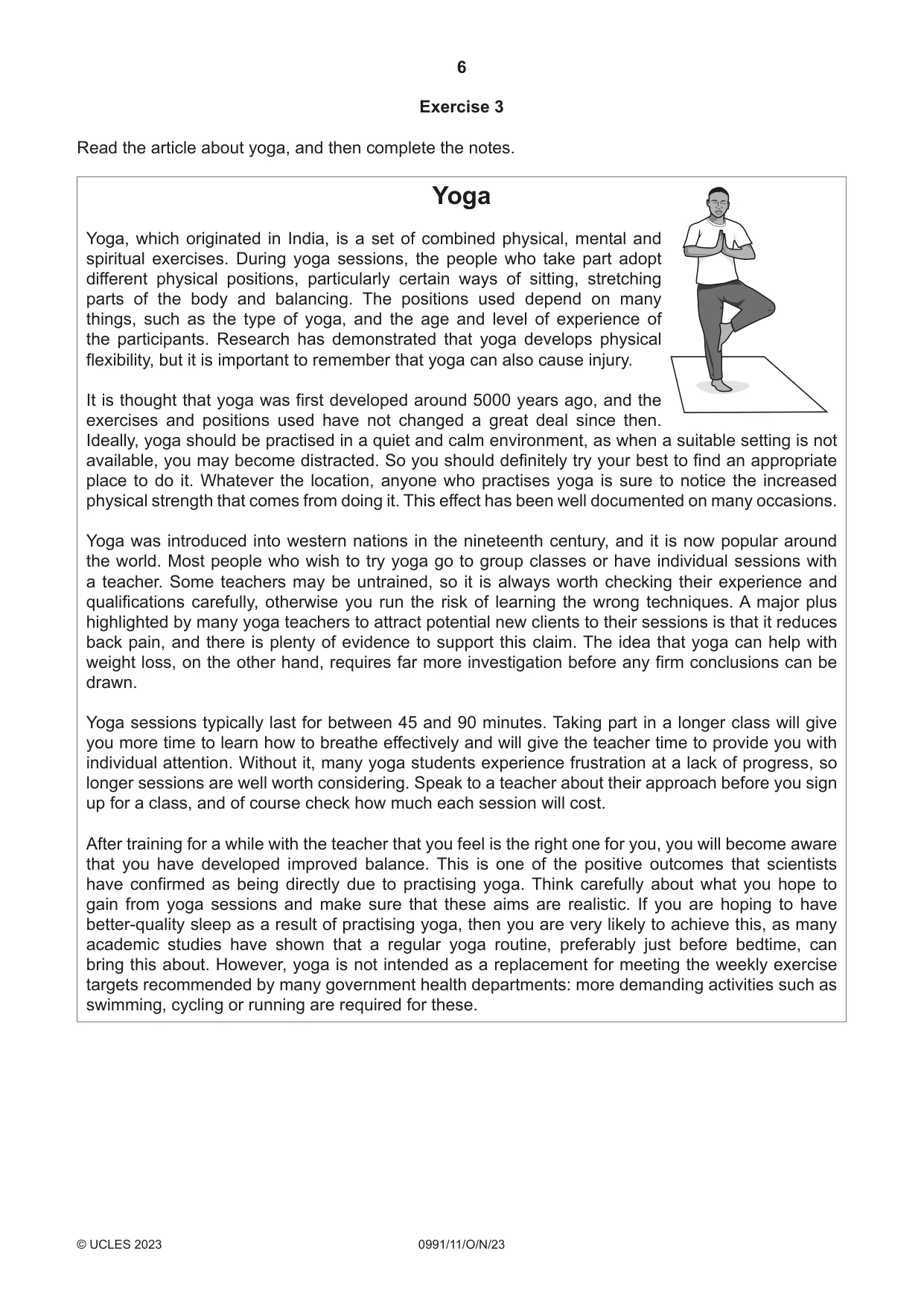 Cambridge IGCSE English - Second Language (9-1) 0991 2023 Oct/Nov Paper 1 · Variant 1 question paper, page 6 of 16