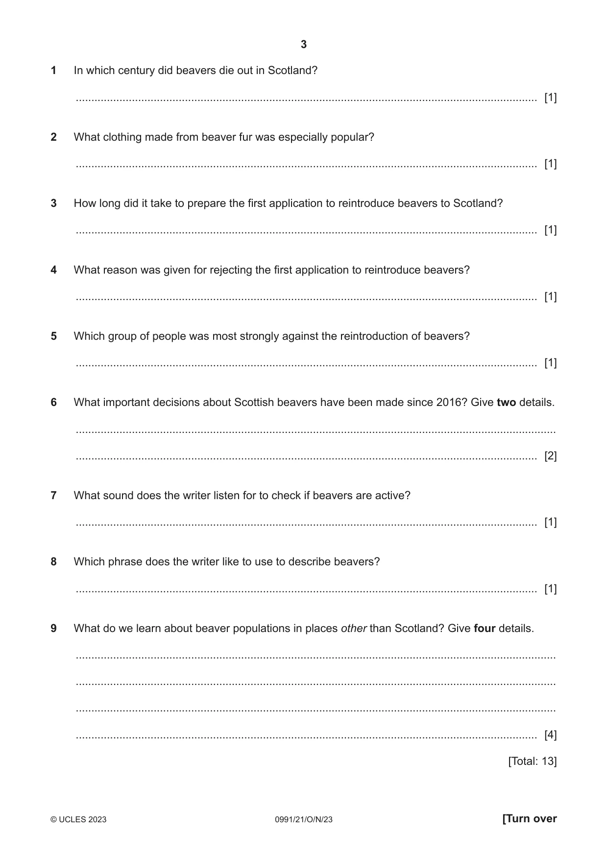 Cambridge IGCSE English - Second Language (9-1) 0991 2023 Oct/Nov Paper 2 · Variant 1 question paper, page 3 of 16