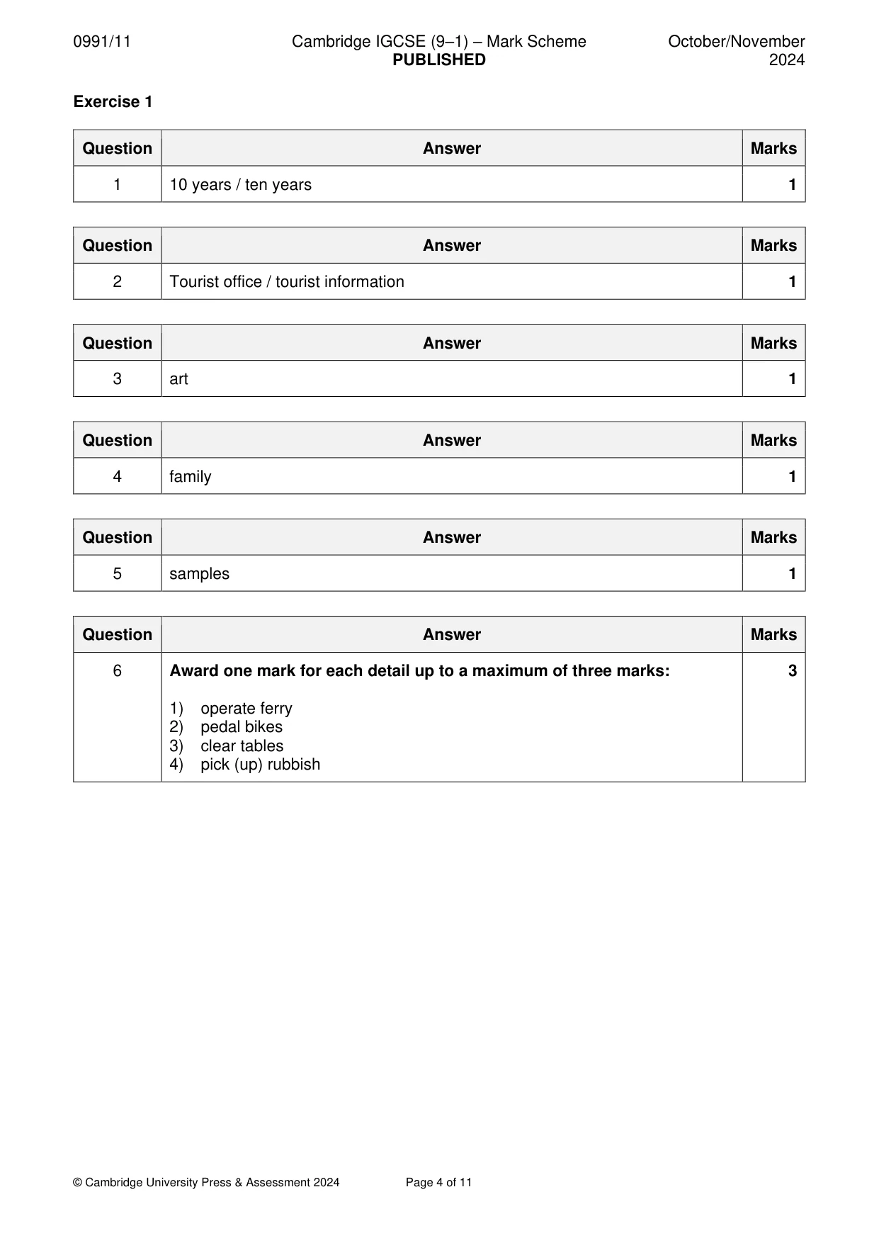 Mark scheme, page 4 of 11