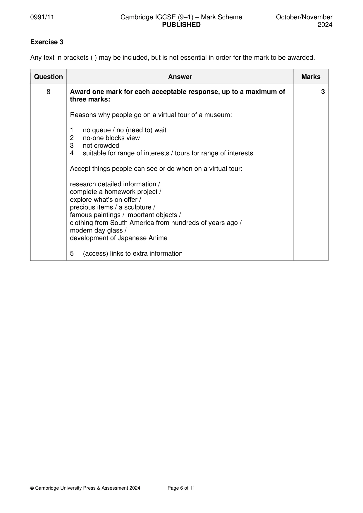Mark scheme, page 6 of 11