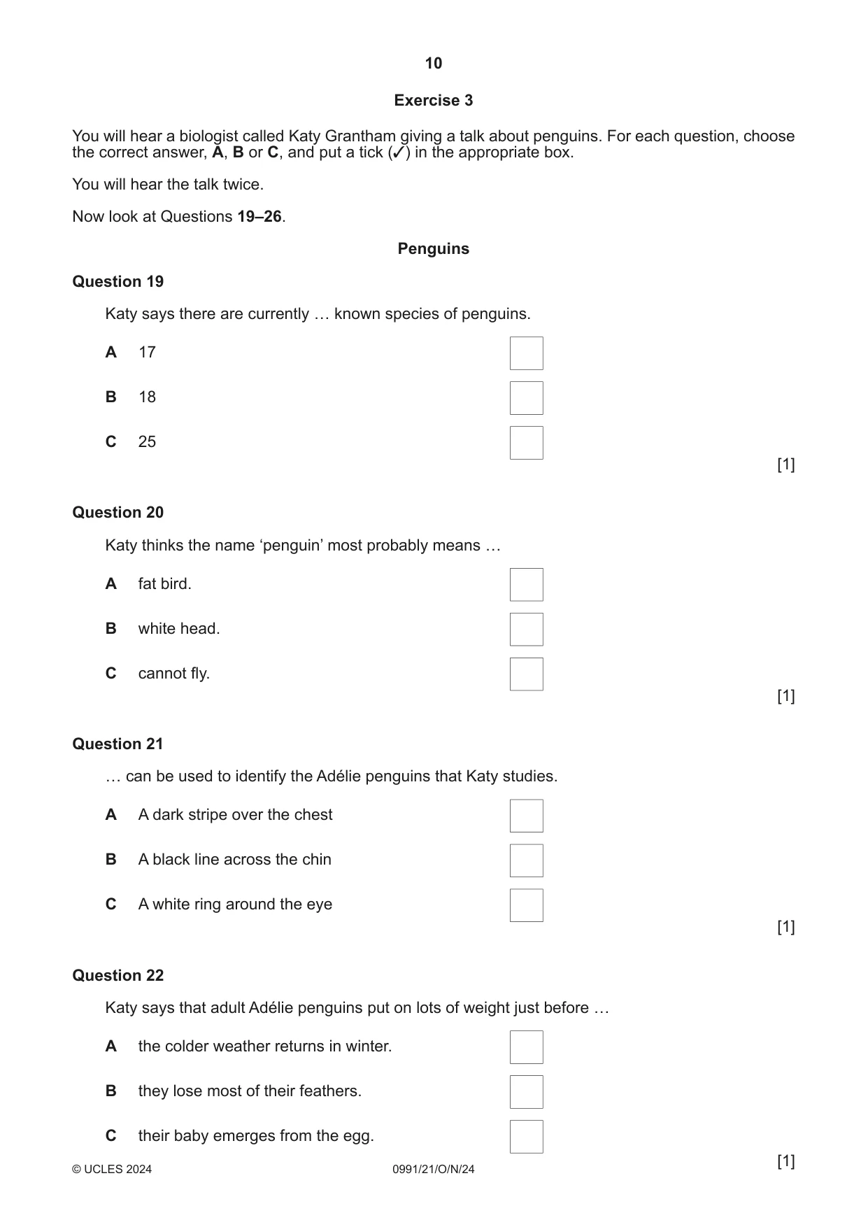 Cambridge IGCSE English - Second Language (9-1) 0991 2024 Oct/Nov Paper 2 · Variant 1 question paper, page 10 of 16