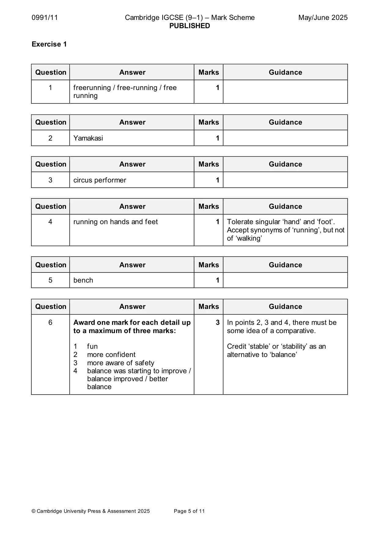 Mark scheme, page 5 of 11