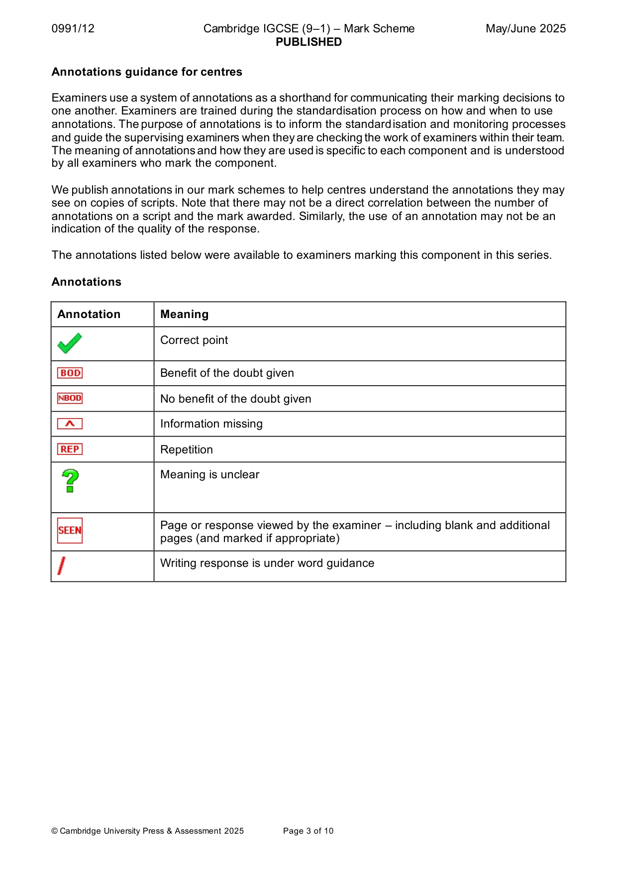 Mark scheme, page 3 of 10