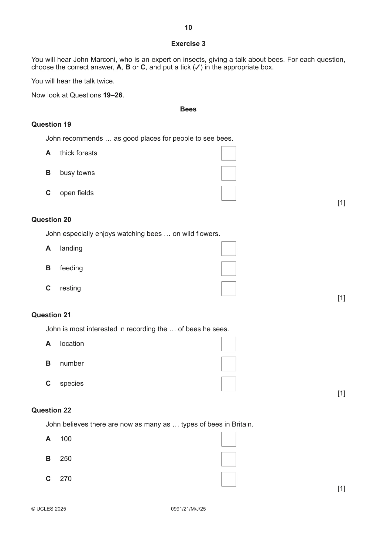 Cambridge IGCSE English - Second Language (9-1) 0991 2025 May/June Paper 2 · Variant 1 question paper, page 10 of 16