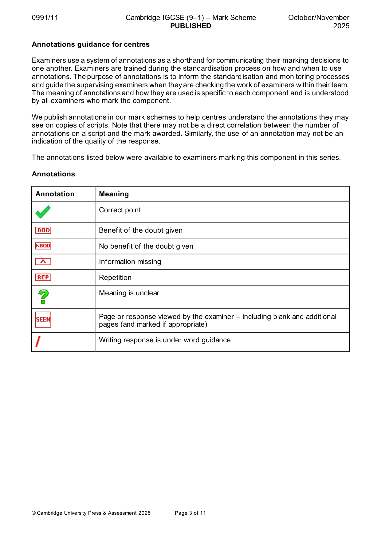 Mark scheme, page 3 of 11