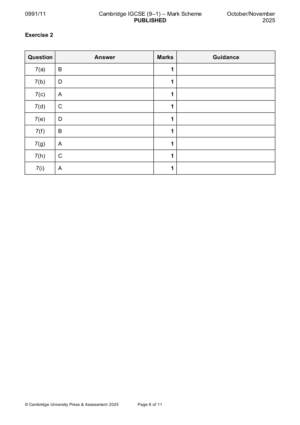 Mark scheme, page 6 of 11