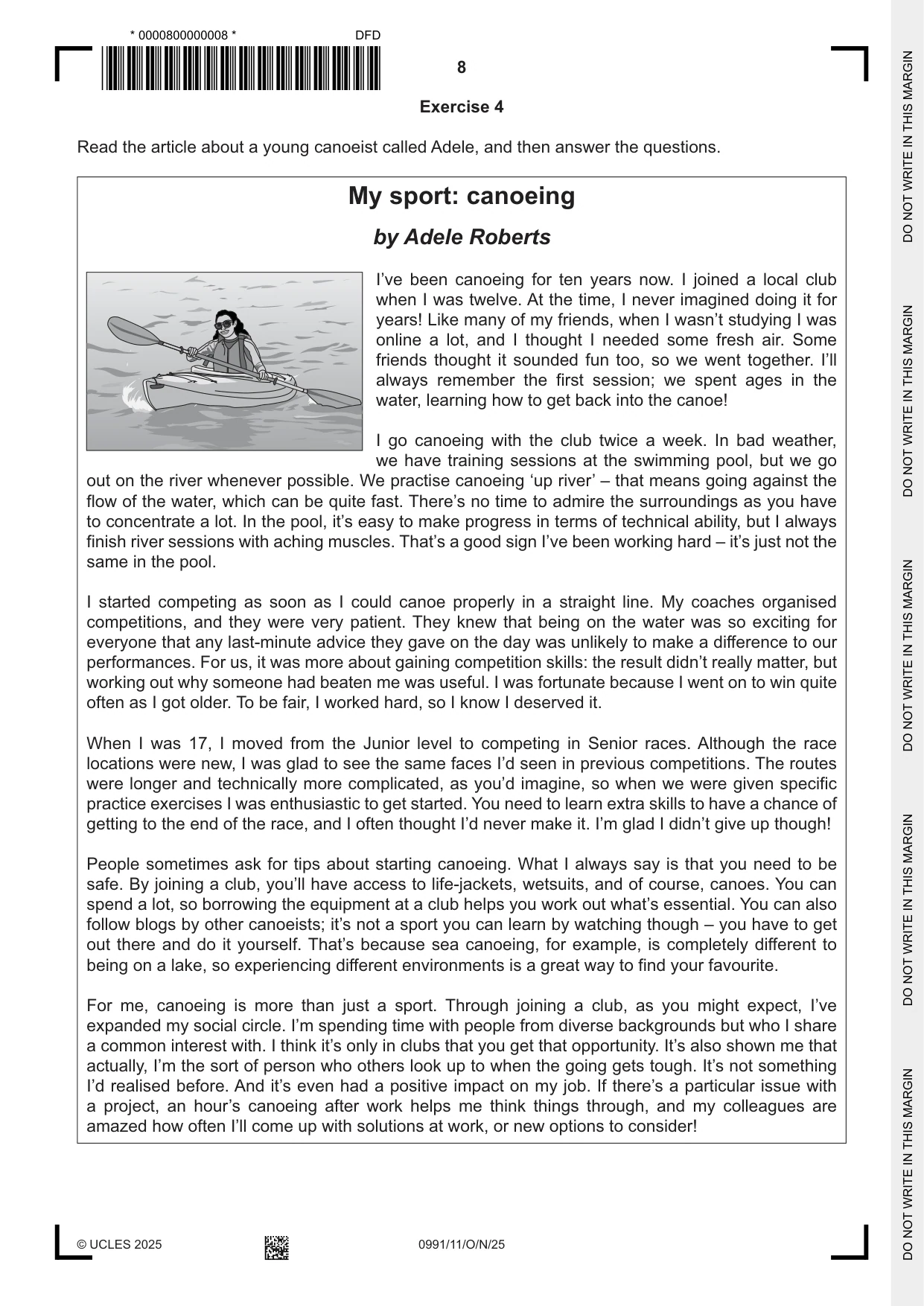 Cambridge IGCSE English - Second Language (9-1) 0991 2025 Oct/Nov Paper 1 · Variant 1 question paper, page 8 of 16