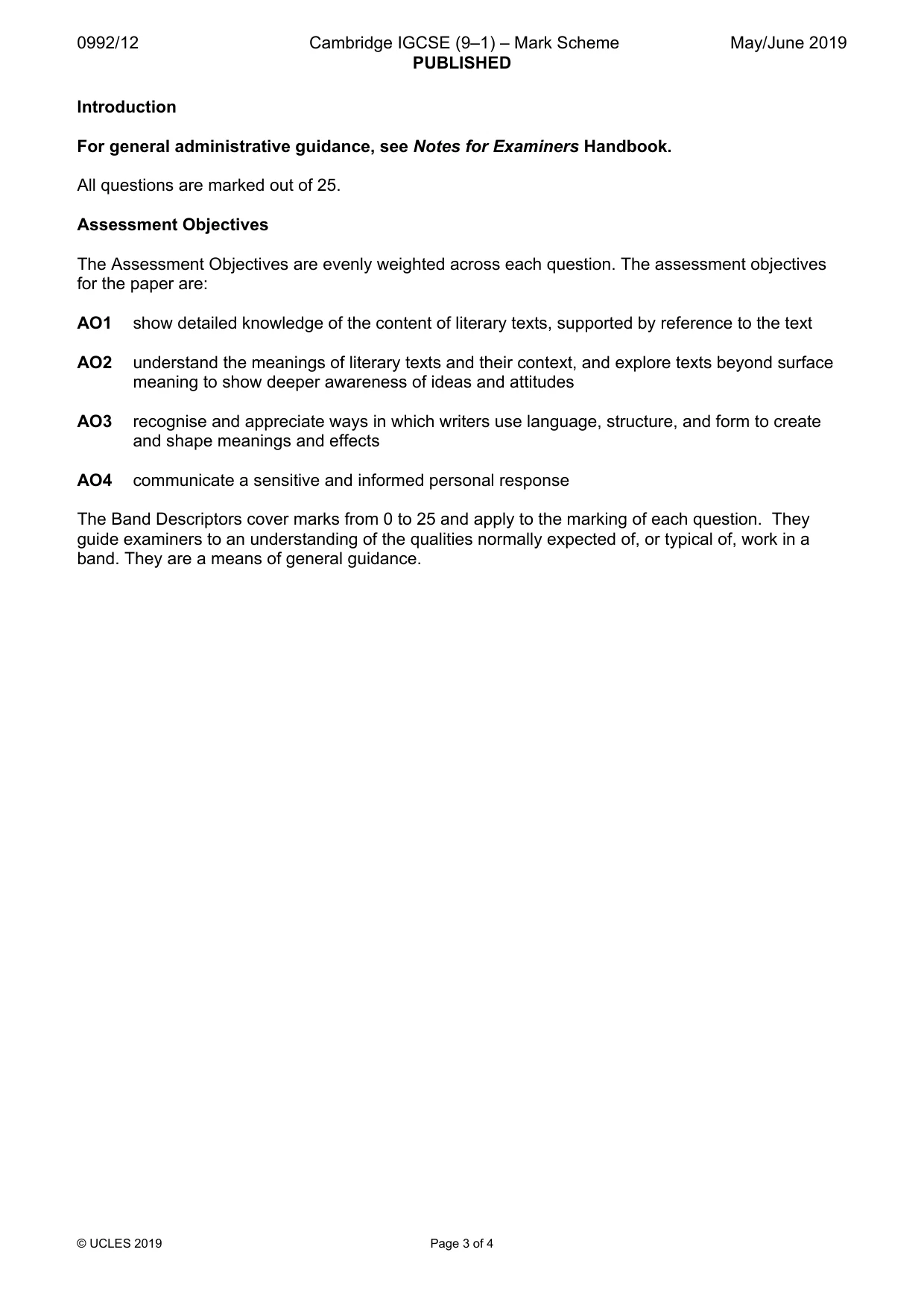 Mark scheme, page 3 of 4