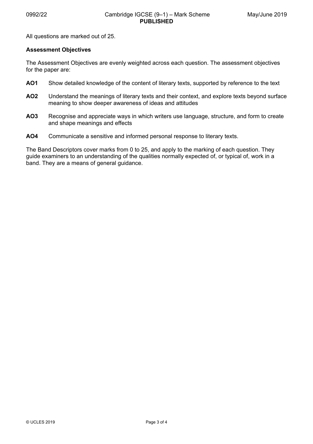 Mark scheme, page 3 of 4