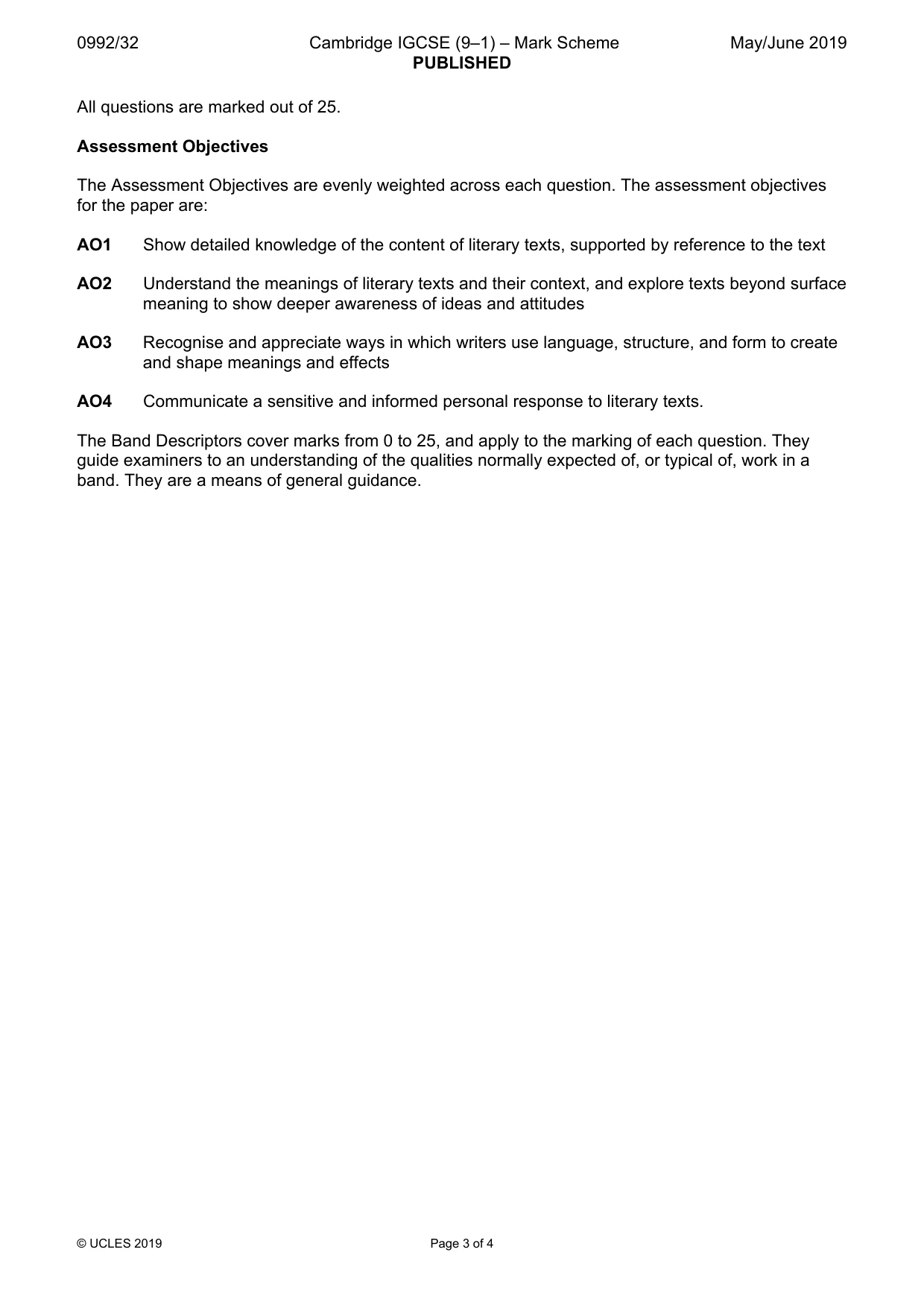 Mark scheme, page 3 of 4