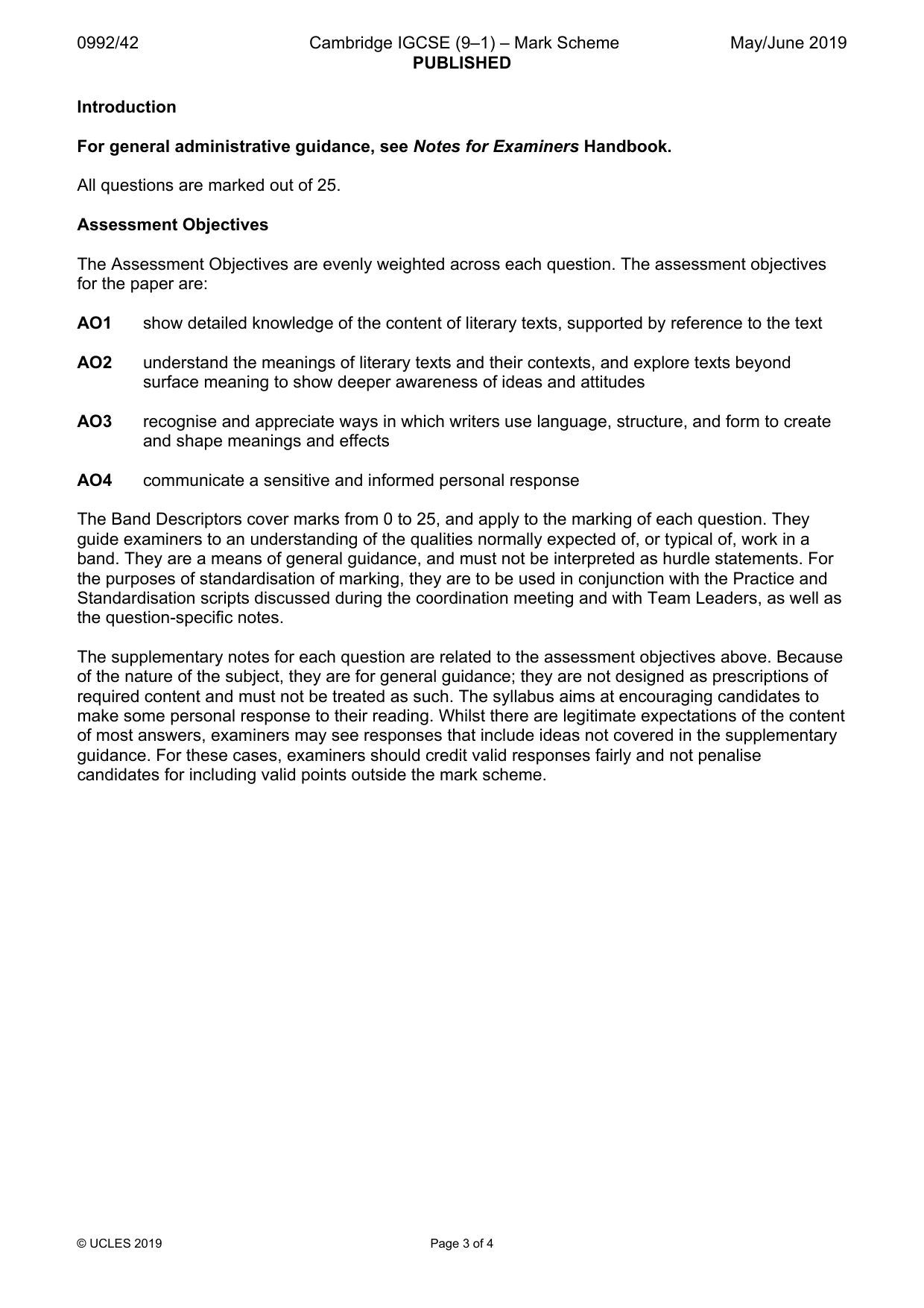 Mark scheme, page 3 of 4