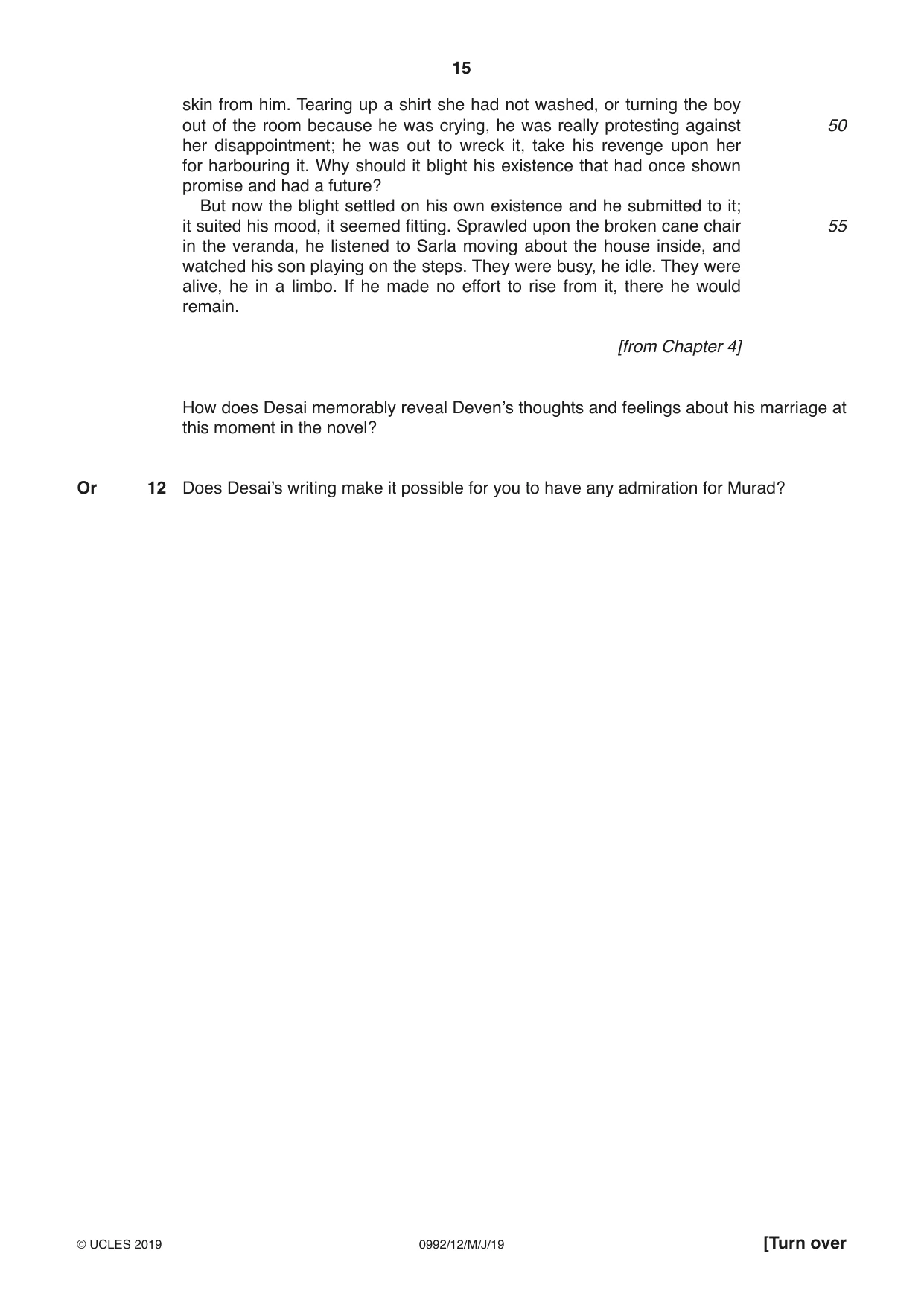 Cambridge IGCSE English - Literature in English (9-1) 0992 2019 May/June Paper 1 · Variant 2 question paper, page 15 of 28