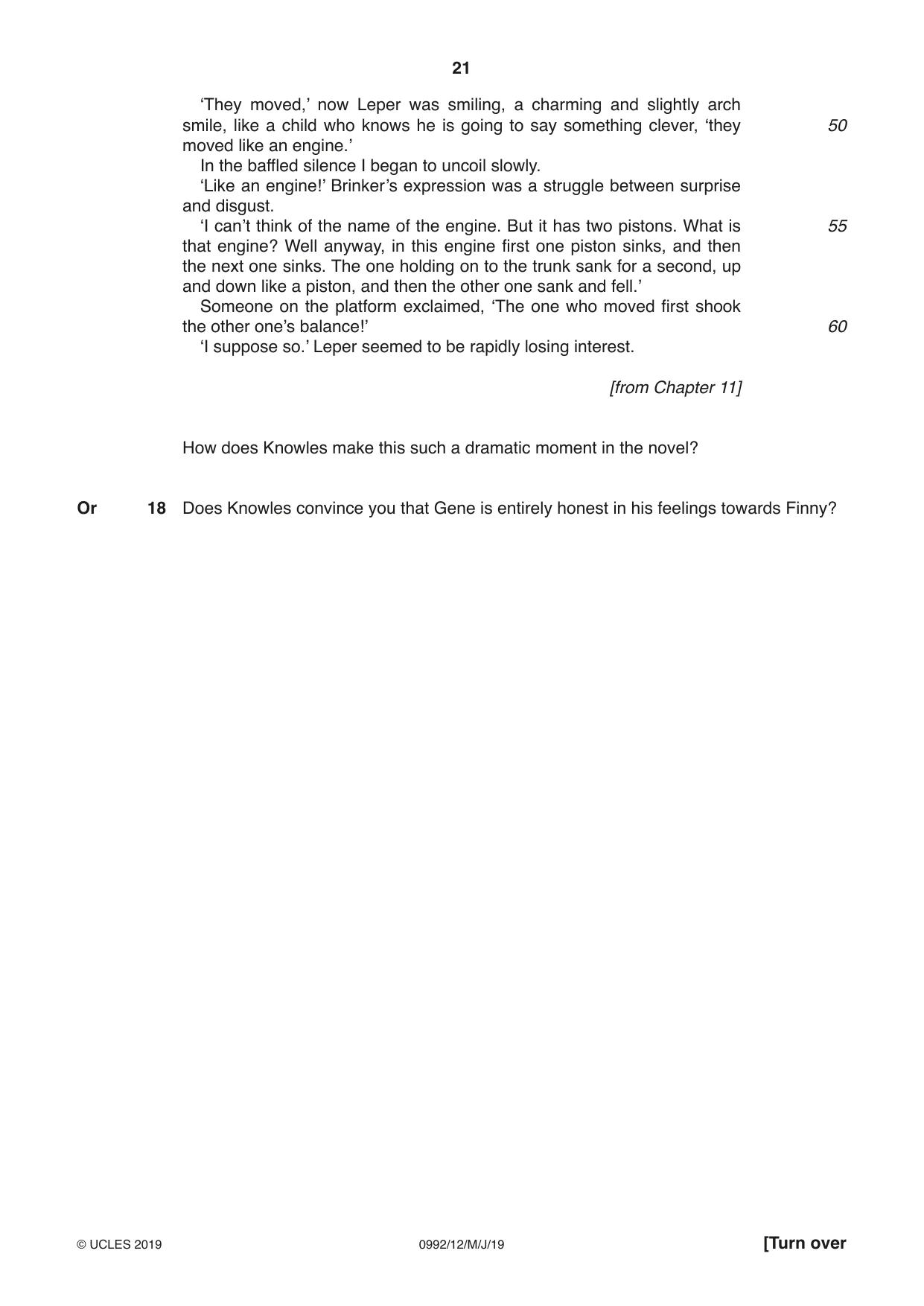 Cambridge IGCSE English - Literature in English (9-1) 0992 2019 May/June Paper 1 · Variant 2 question paper, page 21 of 28
