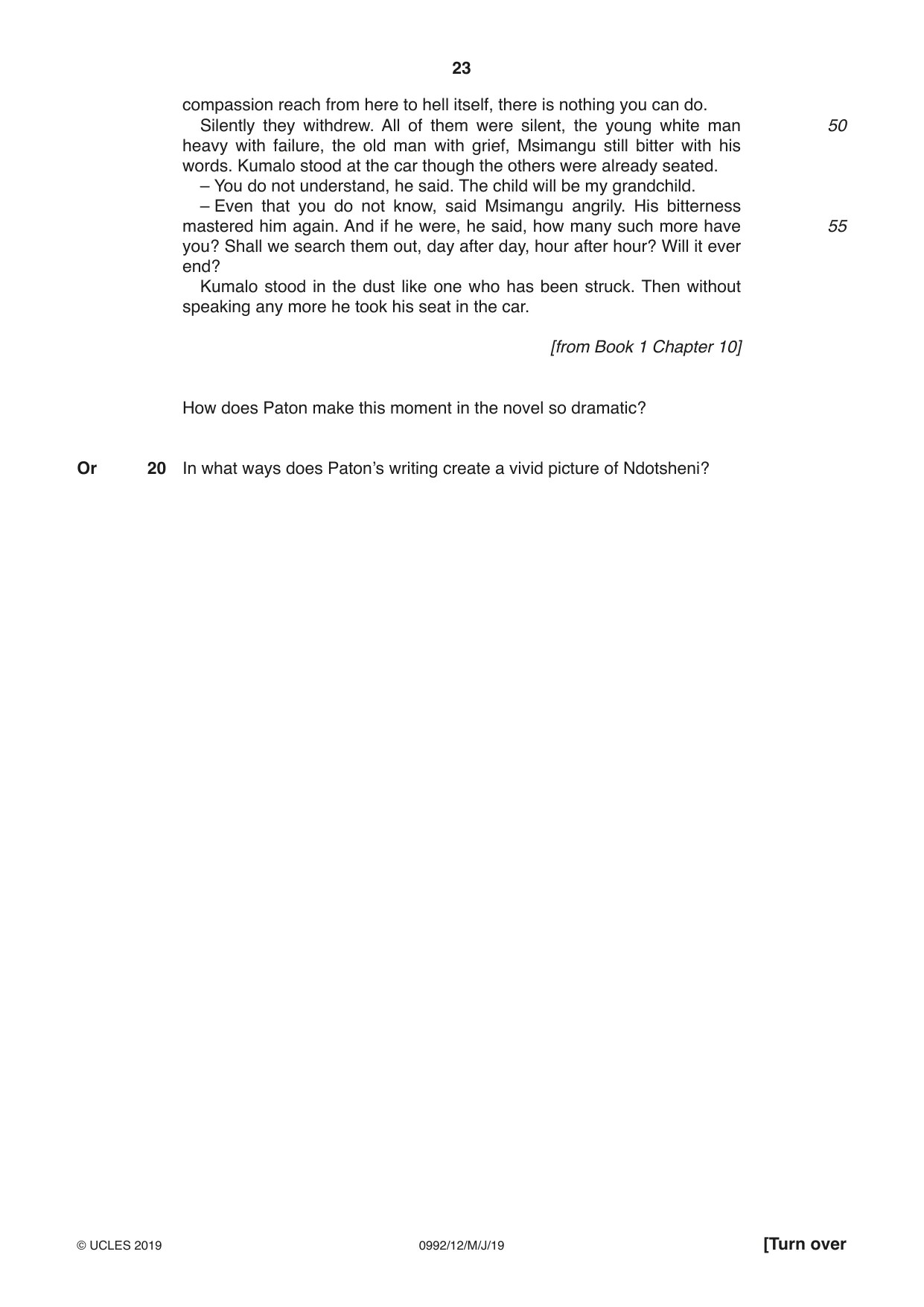 Cambridge IGCSE English - Literature in English (9-1) 0992 2019 May/June Paper 1 · Variant 2 question paper, page 23 of 28