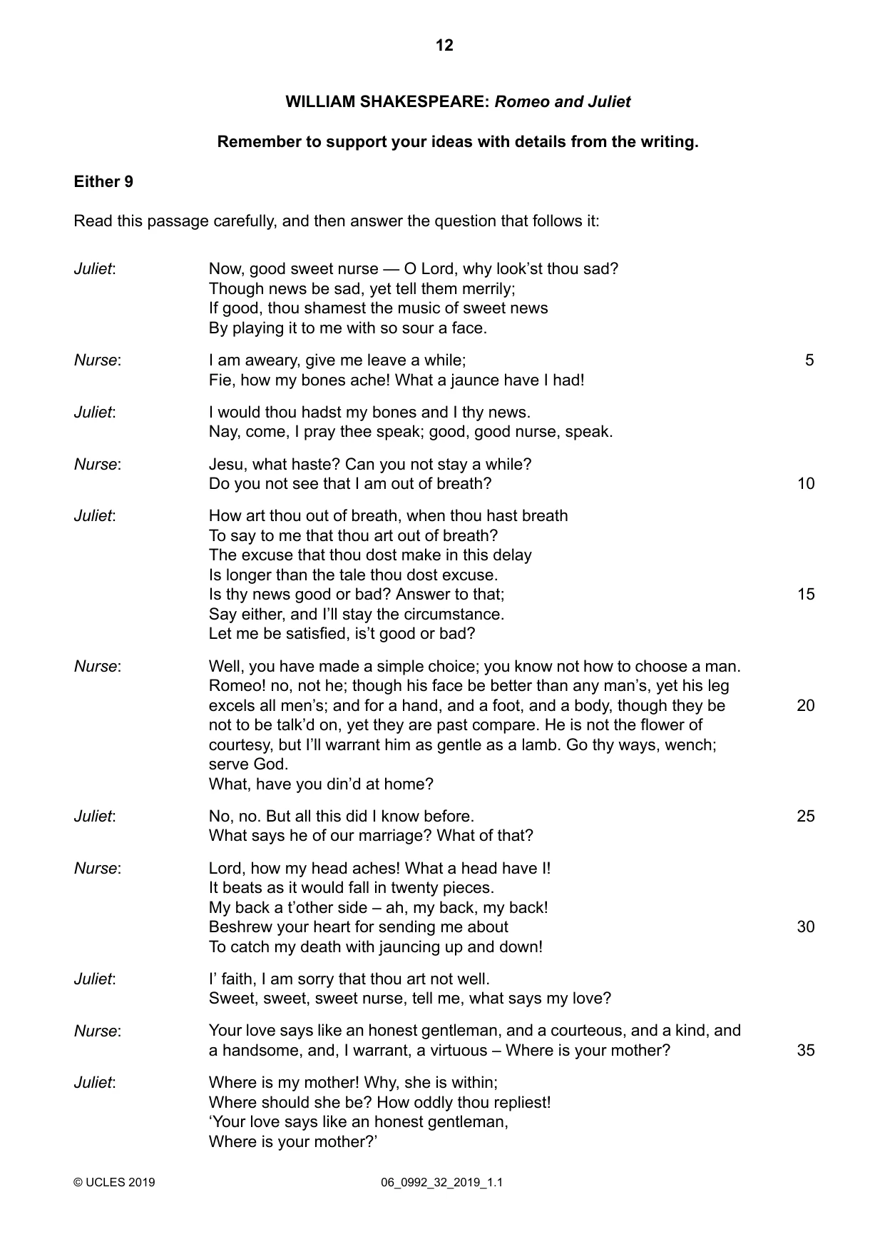 Cambridge IGCSE English - Literature in English (9-1) 0992 2019 May/June Paper 3 · Variant 2 question paper, page 12 of 16