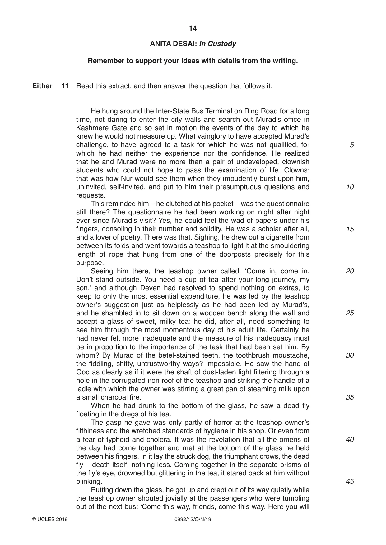Cambridge IGCSE English - Literature in English (9-1) 0992 2019 Oct/Nov Paper 1 · Variant 2 question paper, page 14 of 28