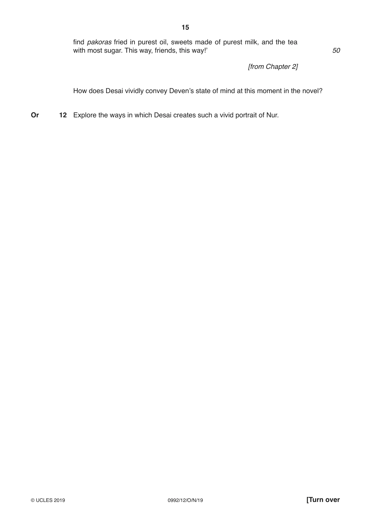 Cambridge IGCSE English - Literature in English (9-1) 0992 2019 Oct/Nov Paper 1 · Variant 2 question paper, page 15 of 28