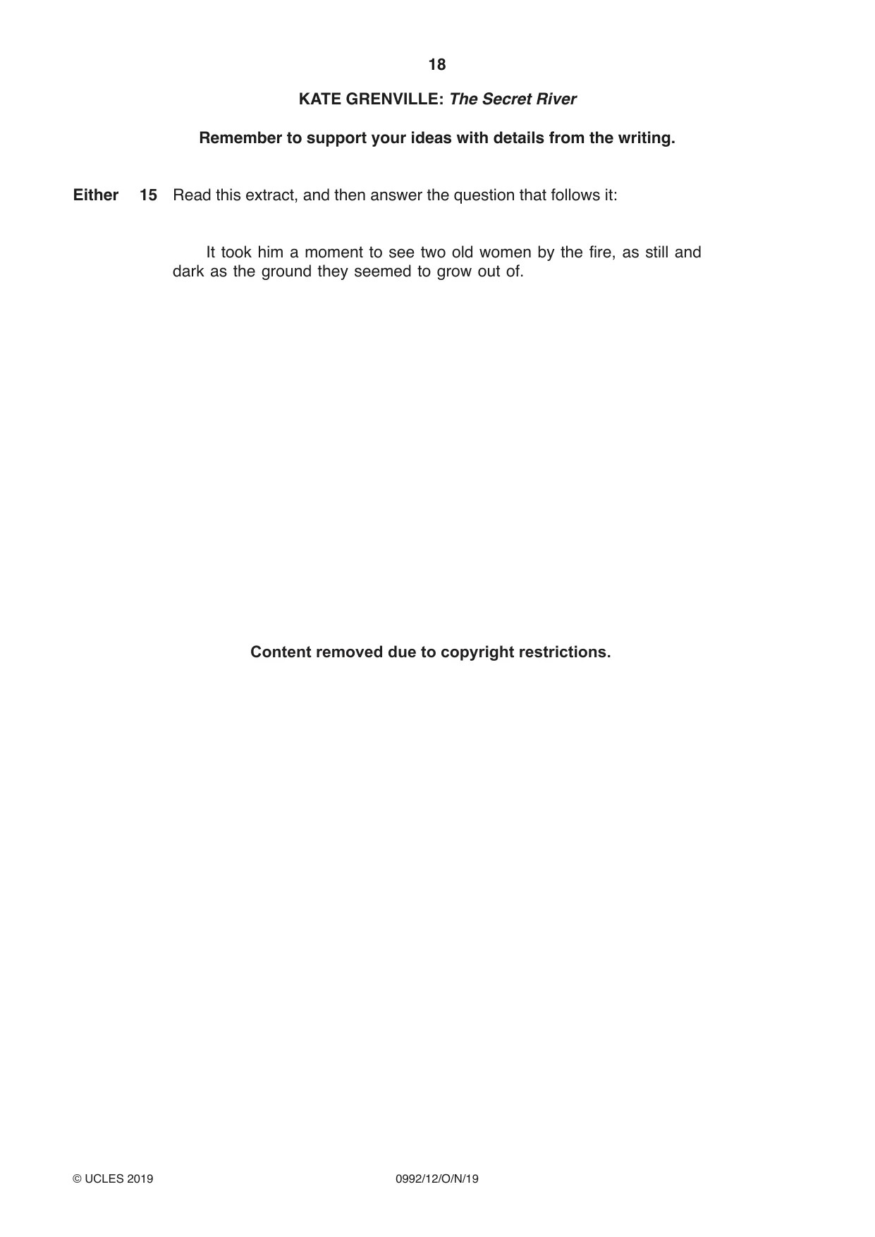 Cambridge IGCSE English - Literature in English (9-1) 0992 2019 Oct/Nov Paper 1 · Variant 2 question paper, page 18 of 28